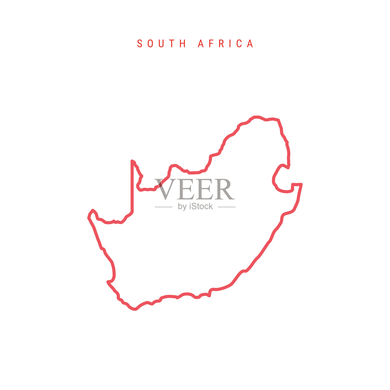 南非可编辑轮廓图。矢量图插画图片素材
