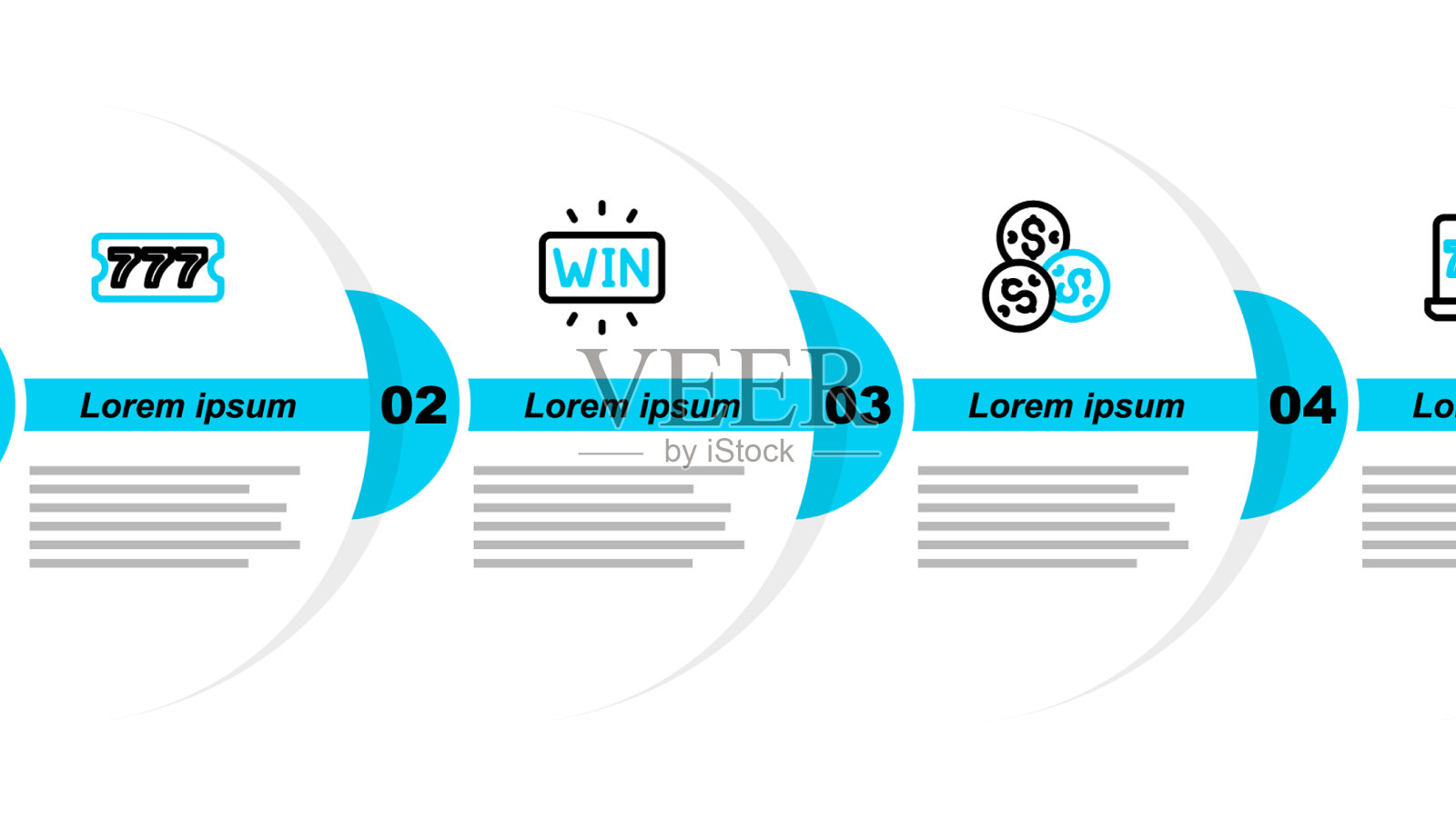 设置线笔记本电脑和老虎机赌场筹码图标素材