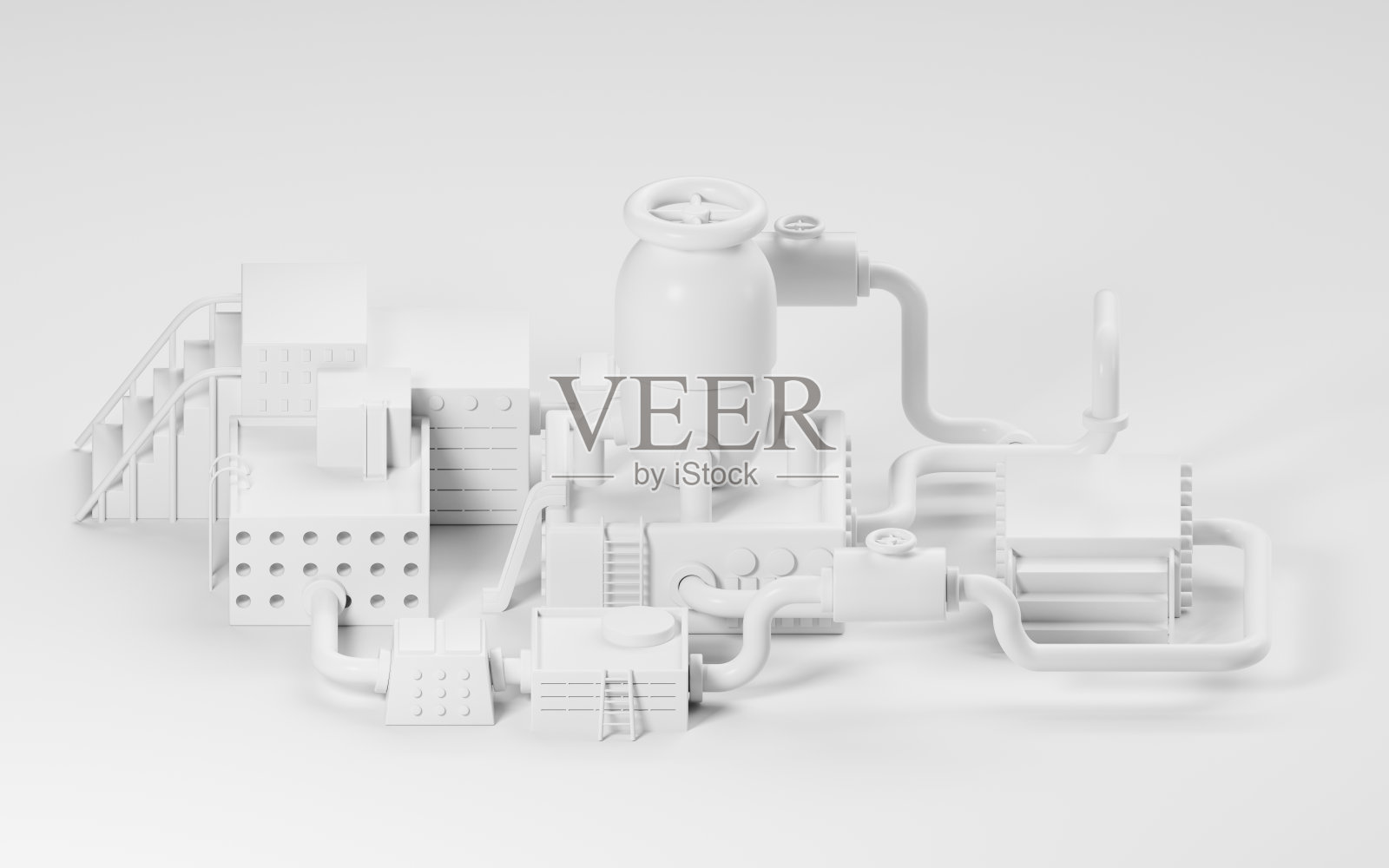 空舞台的工厂形状，舞台和装配线，3d渲染。照片摄影图片