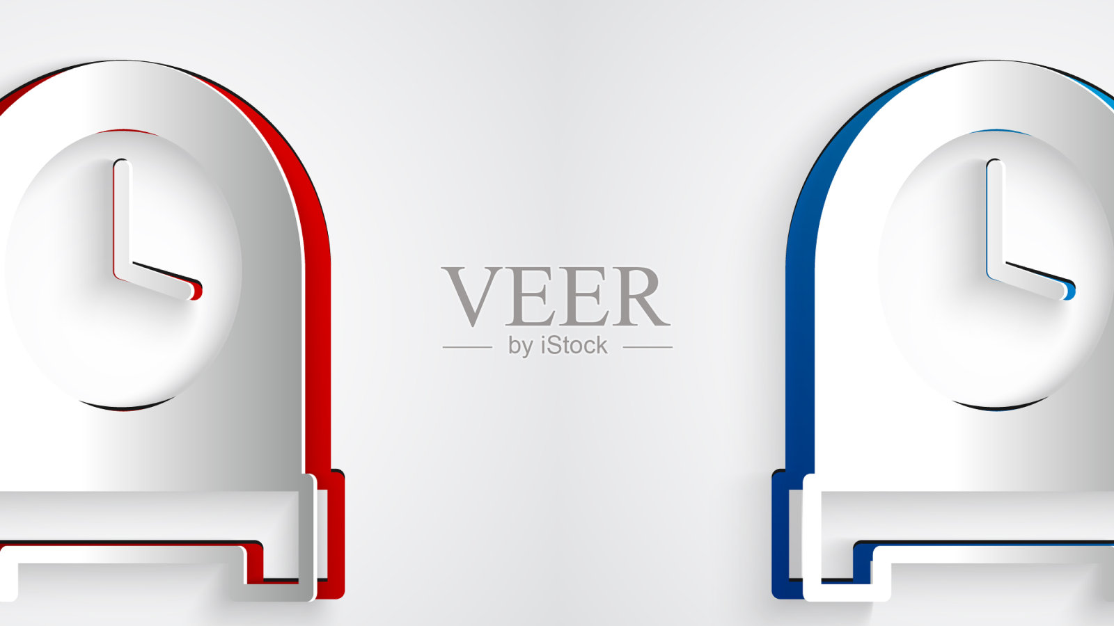 剪纸古董钟图标孤立在灰色上插画图片素材