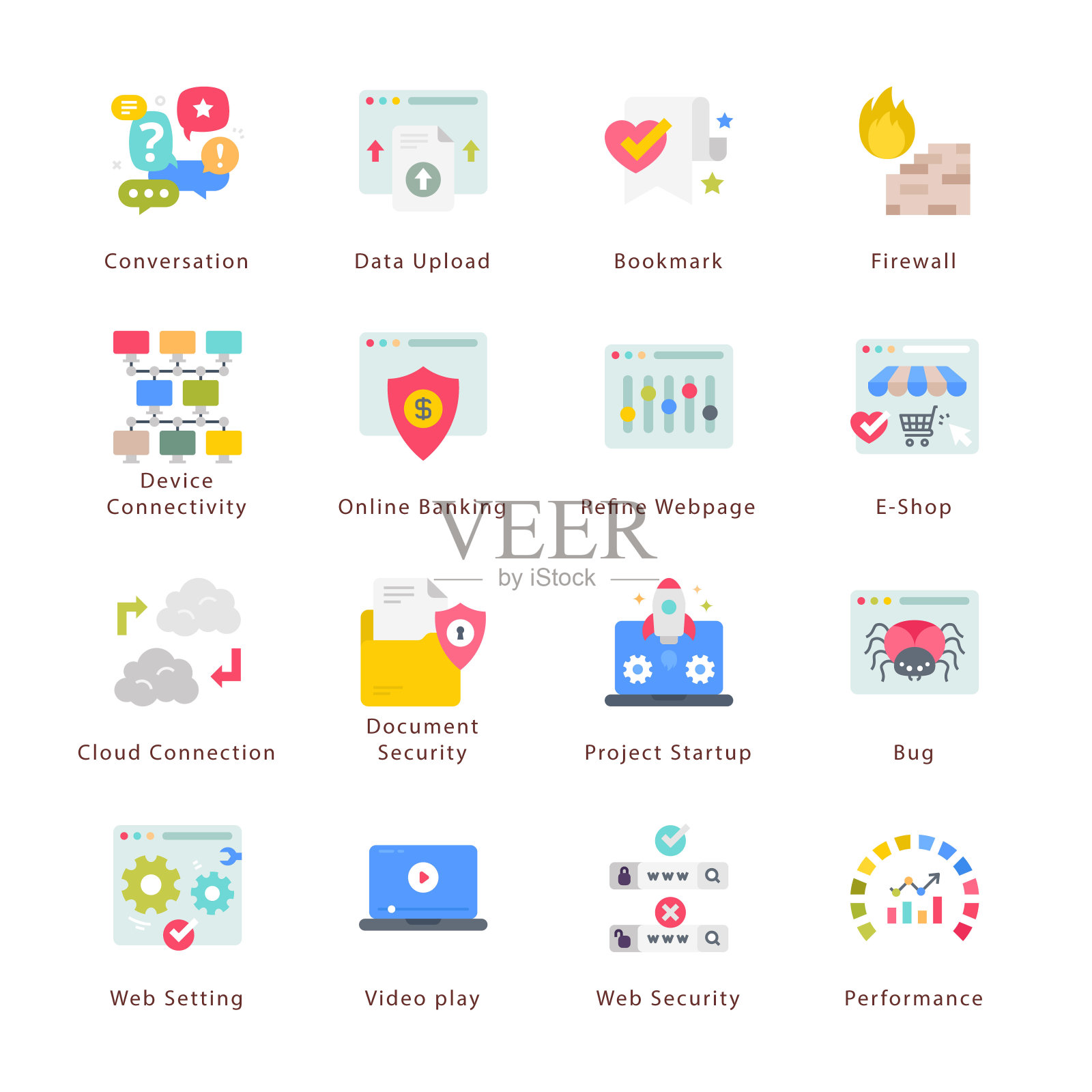 搜索引擎优化，发展和营销平面图标-向量图标素材