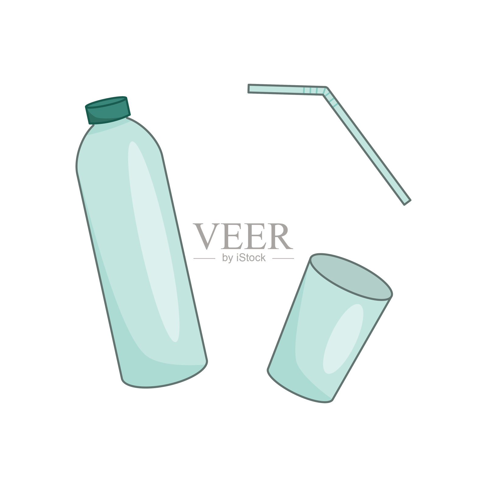 一套塑料餐具插画图片素材