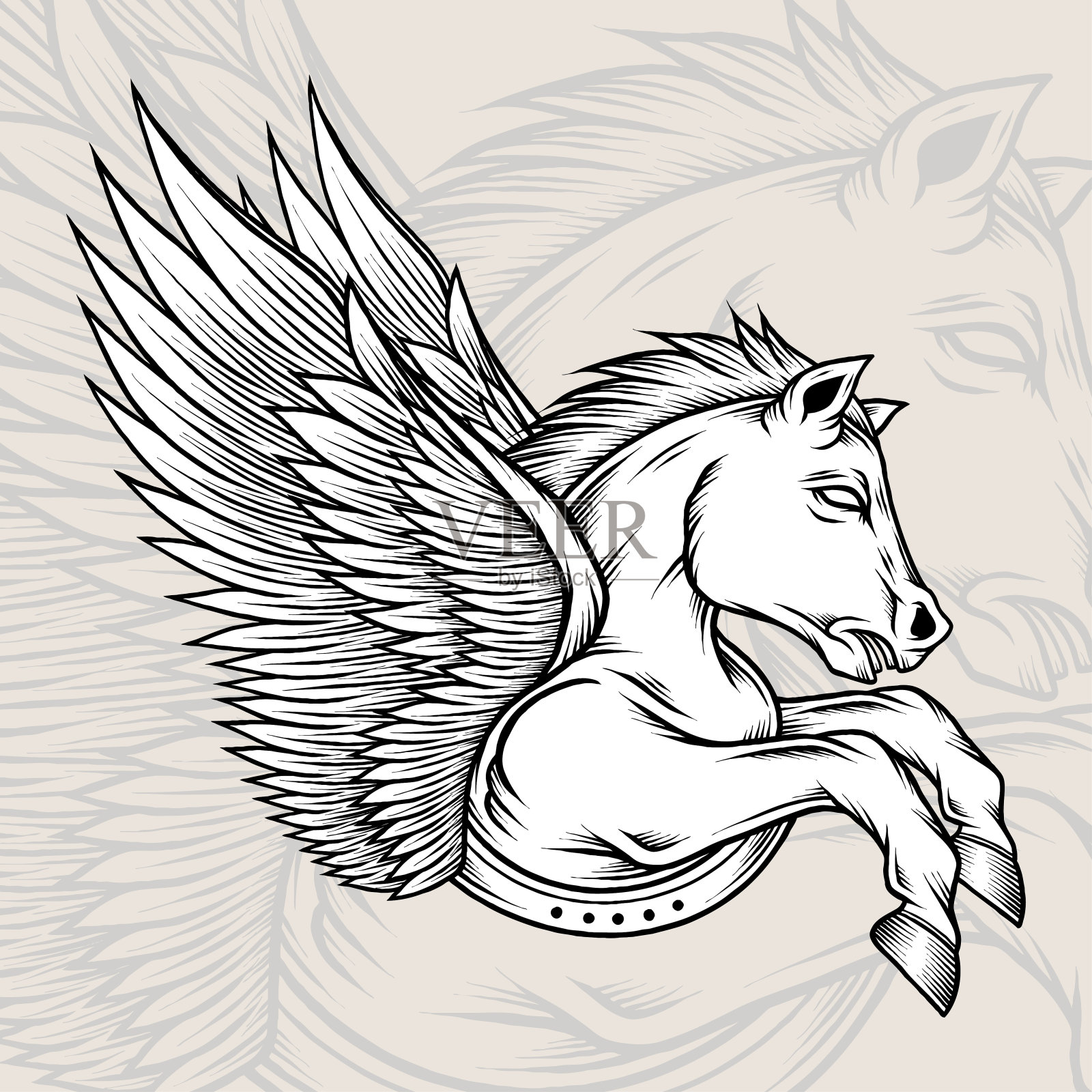 单色飞马矢量插图插画图片素材