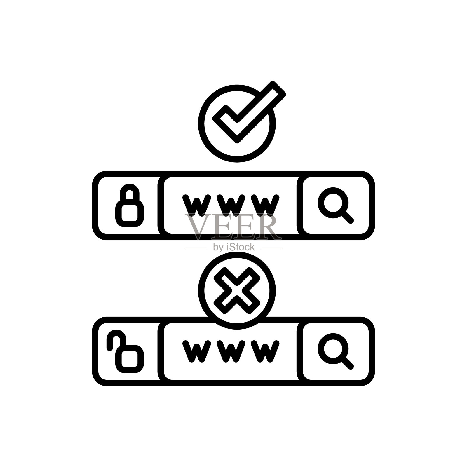 Web安全图标在矢量。标识图标素材