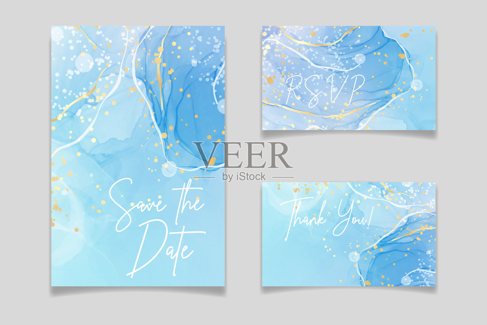 皇家青色薄荷液体大理石水彩插画图片素材