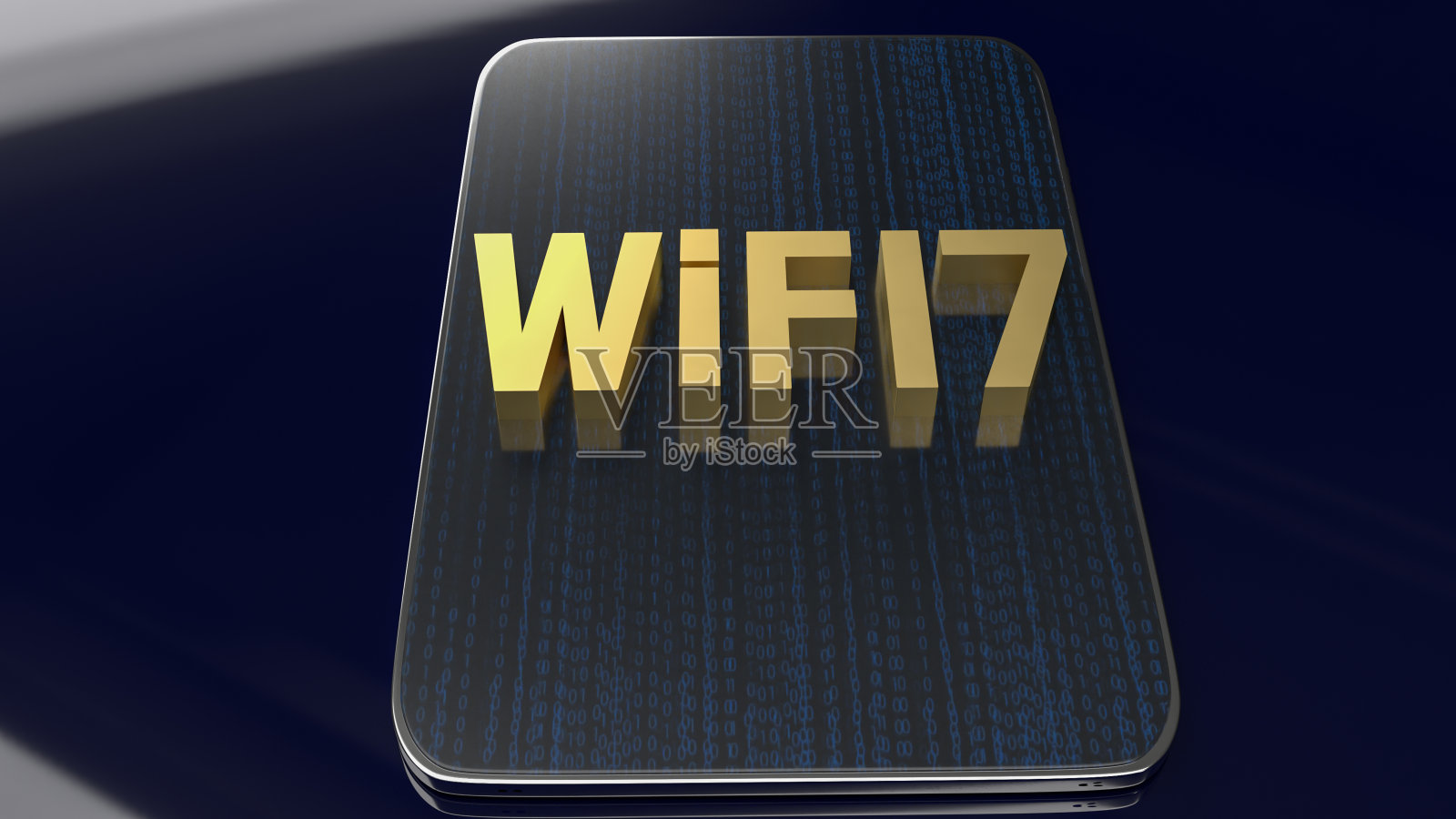 黄金文本wifi 7平板电脑上的互联网或技术概念3d渲染照片摄影图片