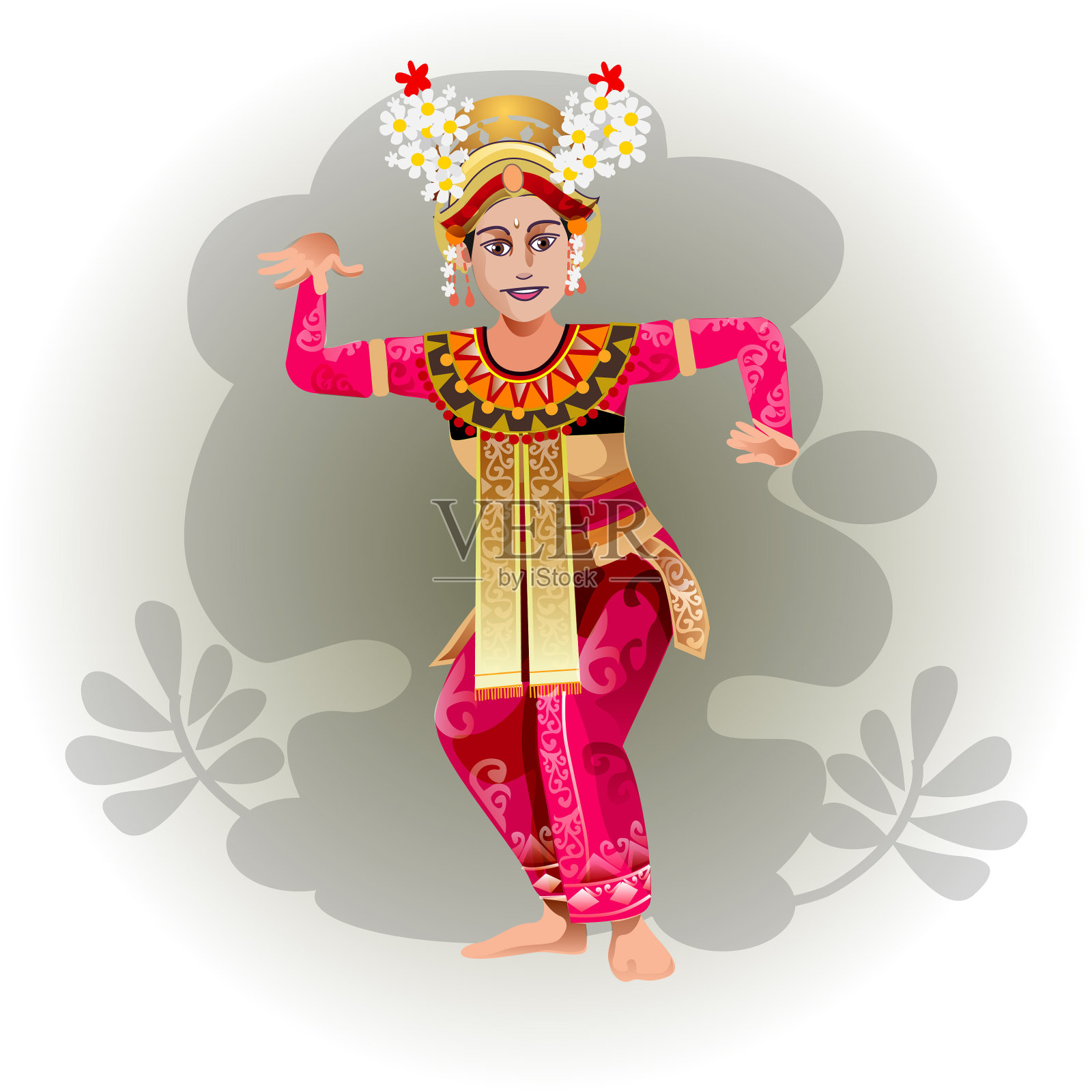 巴厘legong跳舞插画图片素材