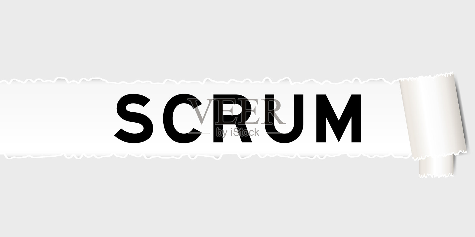 撕破的灰色纸张背景，有字争插画图片素材