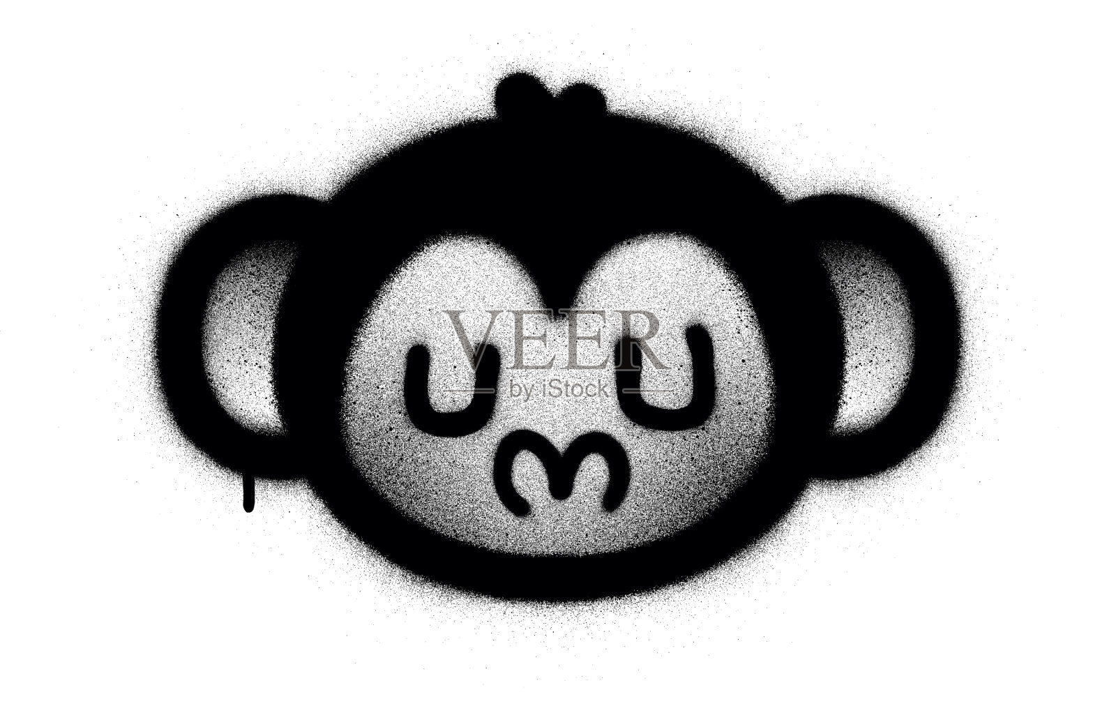 涂鸦猴子被喷成白色的黑色设计元素图片