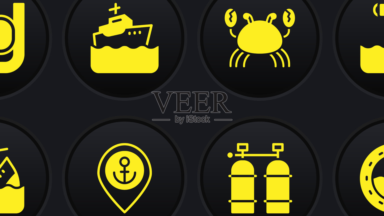 设置沉没的游轮潜望镜位置图标素材