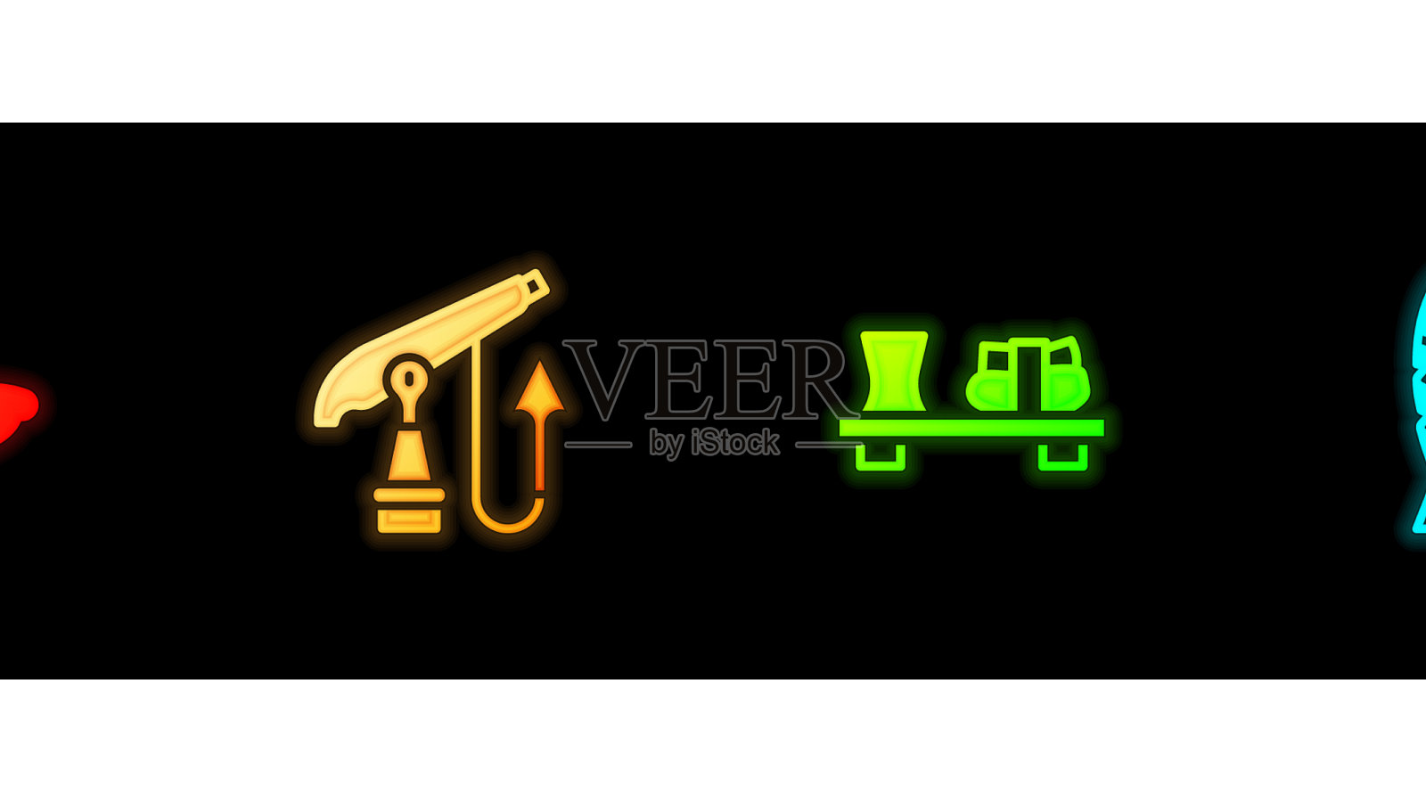 设鱼尾鱼叉切寿司图标素材