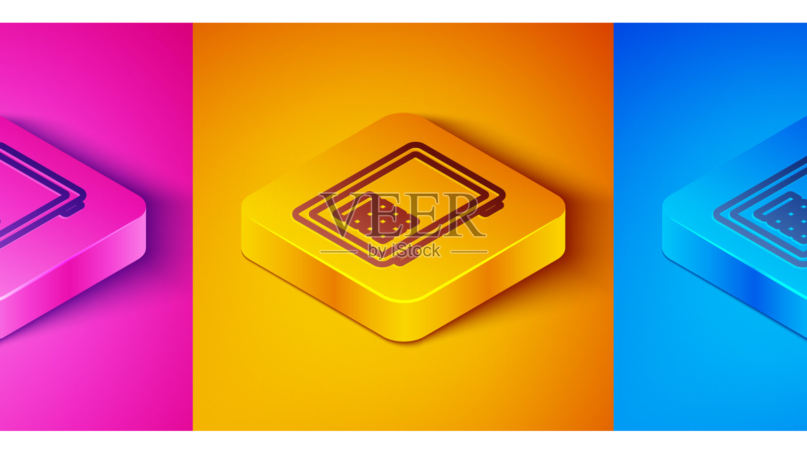 等距线安全图标孤立在粉红色和图标素材