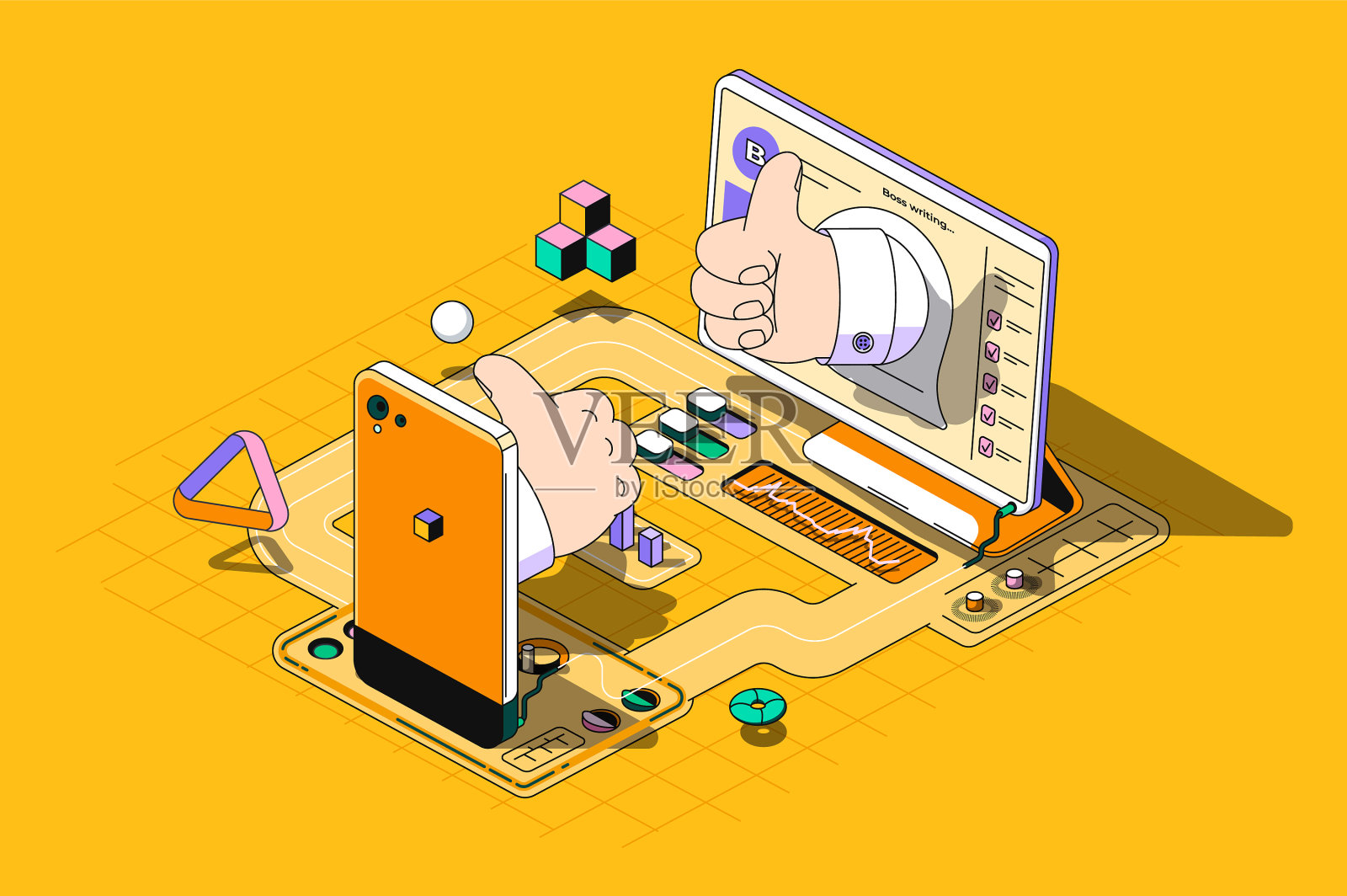 反馈概念三维等距轮廓网页设计插画图片素材