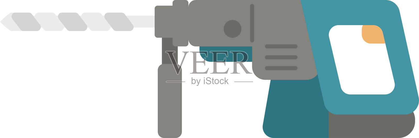 平面设计的电锤钻头说明插画图片素材