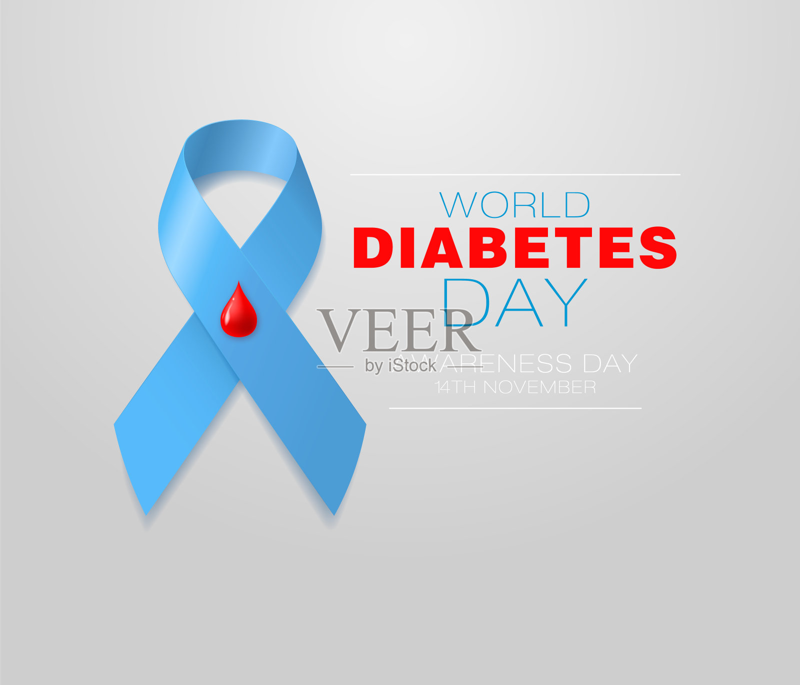 世界糖尿病日。海报用丝带带着一滴血象征糖尿病日插画图片素材
