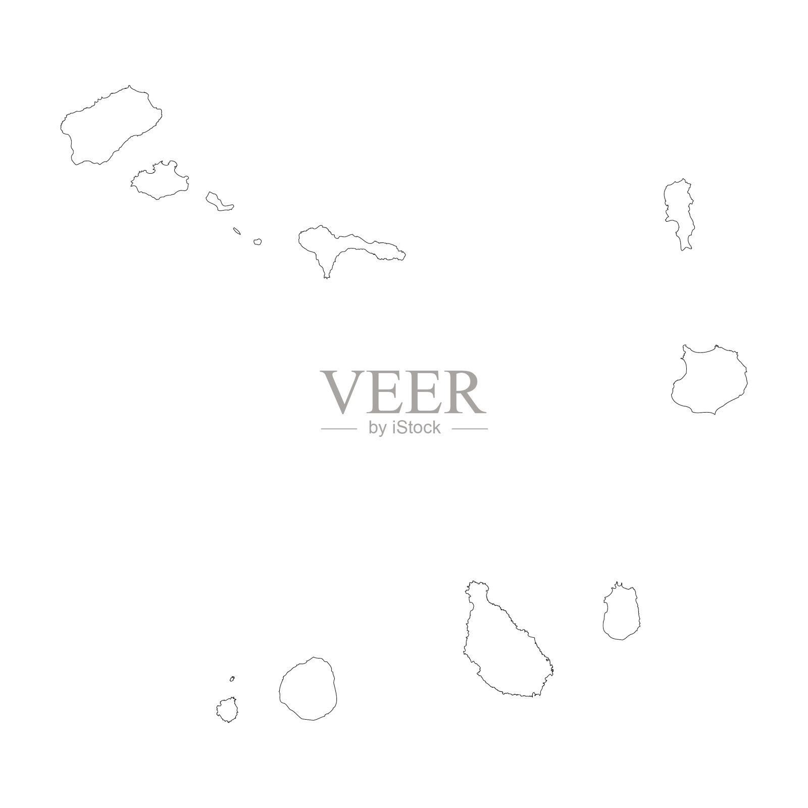 佛得角国家地图大纲插画图片素材