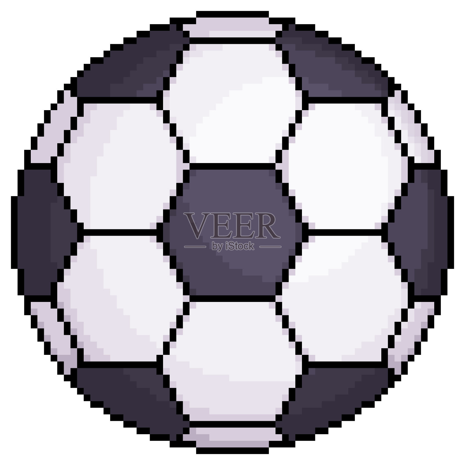 像素艺术足球矢量图标的8位游戏在白色背景插画图片素材