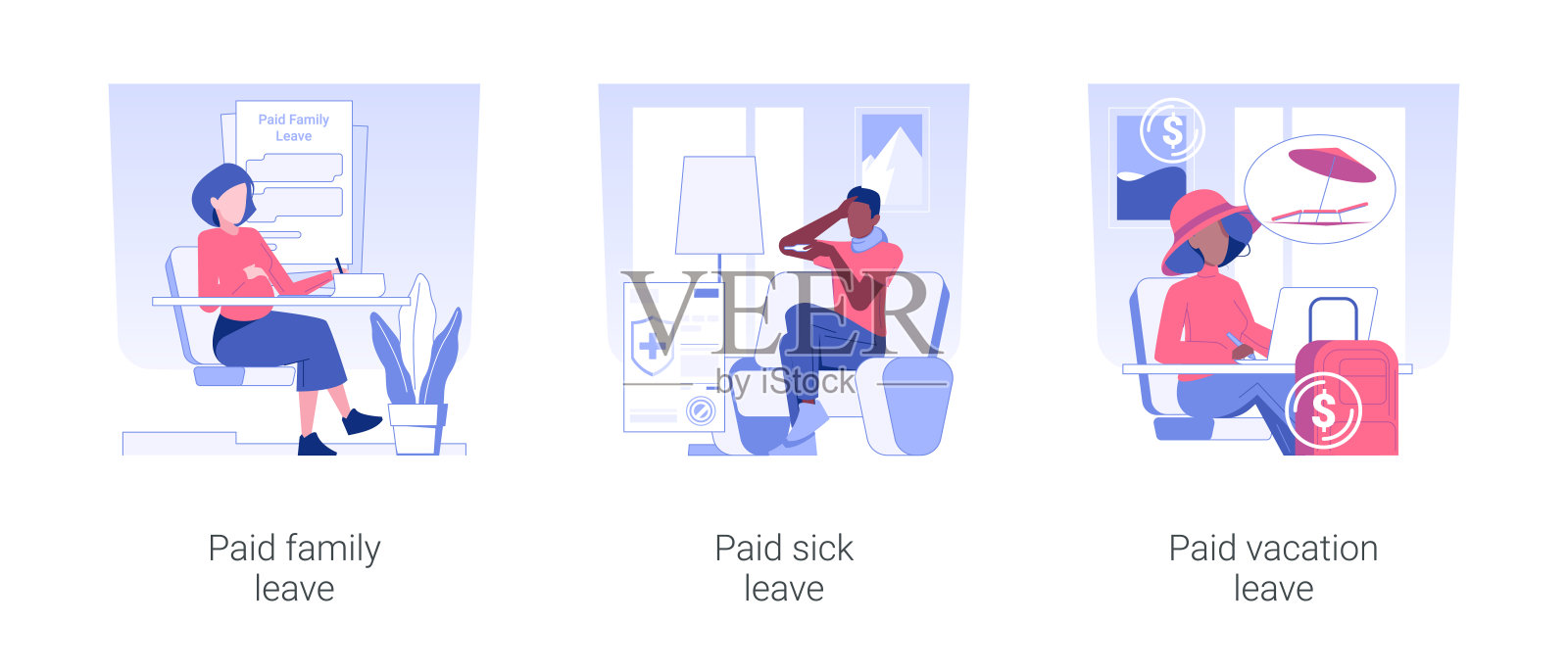 员工福利孤立概念矢量插图。插画图片素材