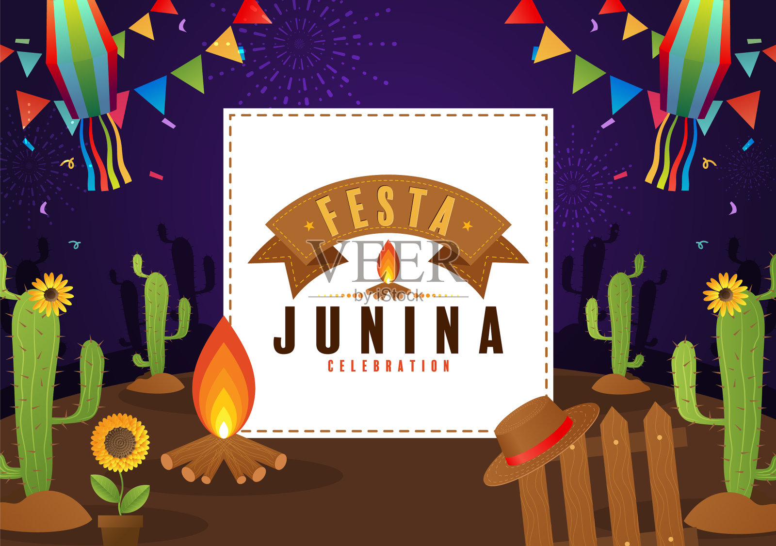 Festa junina海报六月节日插画图片素材