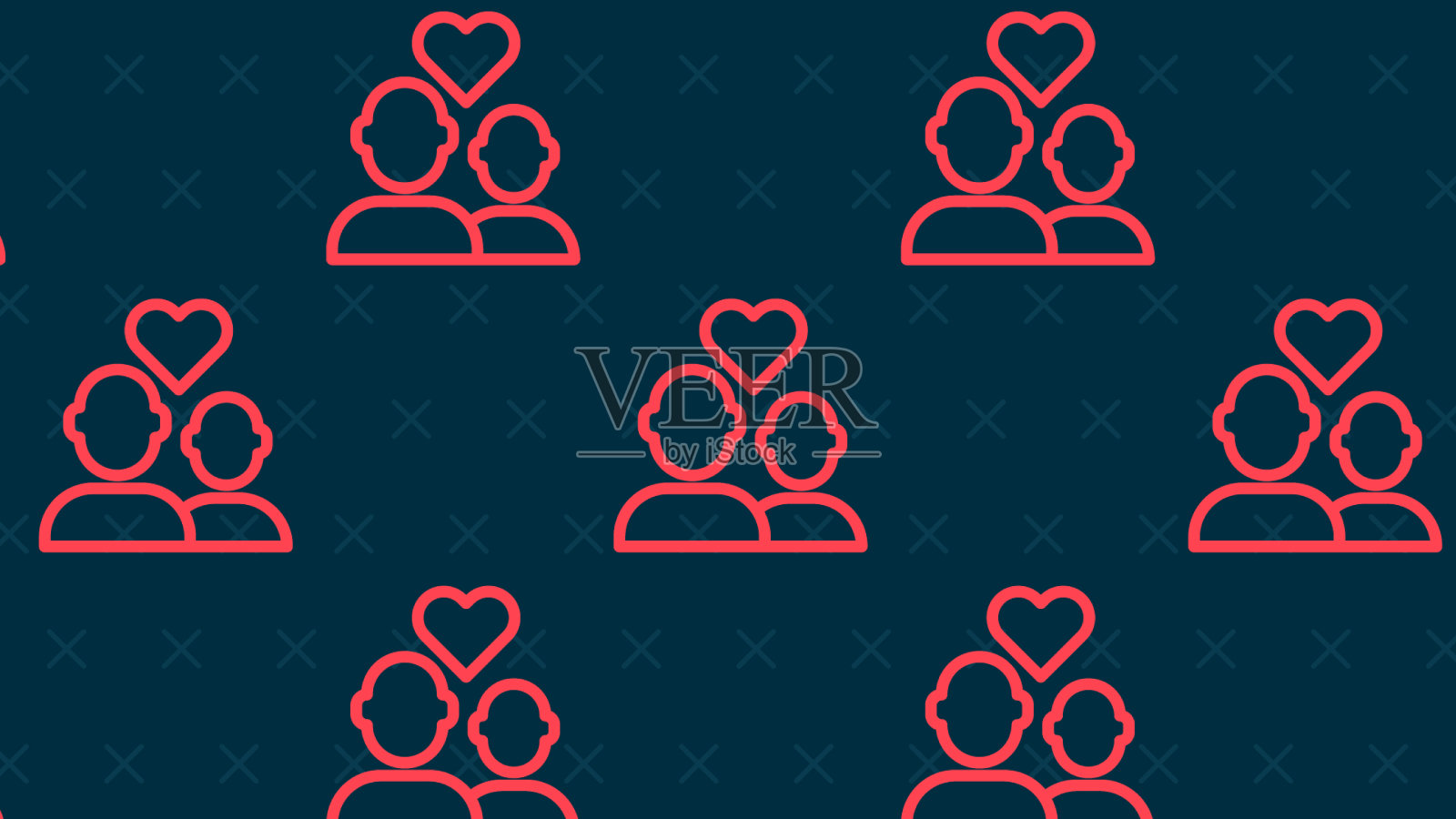 红线情侣图标隔离无缝图标素材