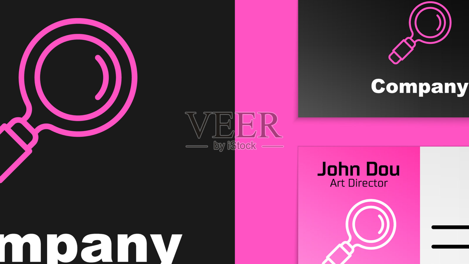 粉线放大镜图标孤立在黑色上插画图片素材