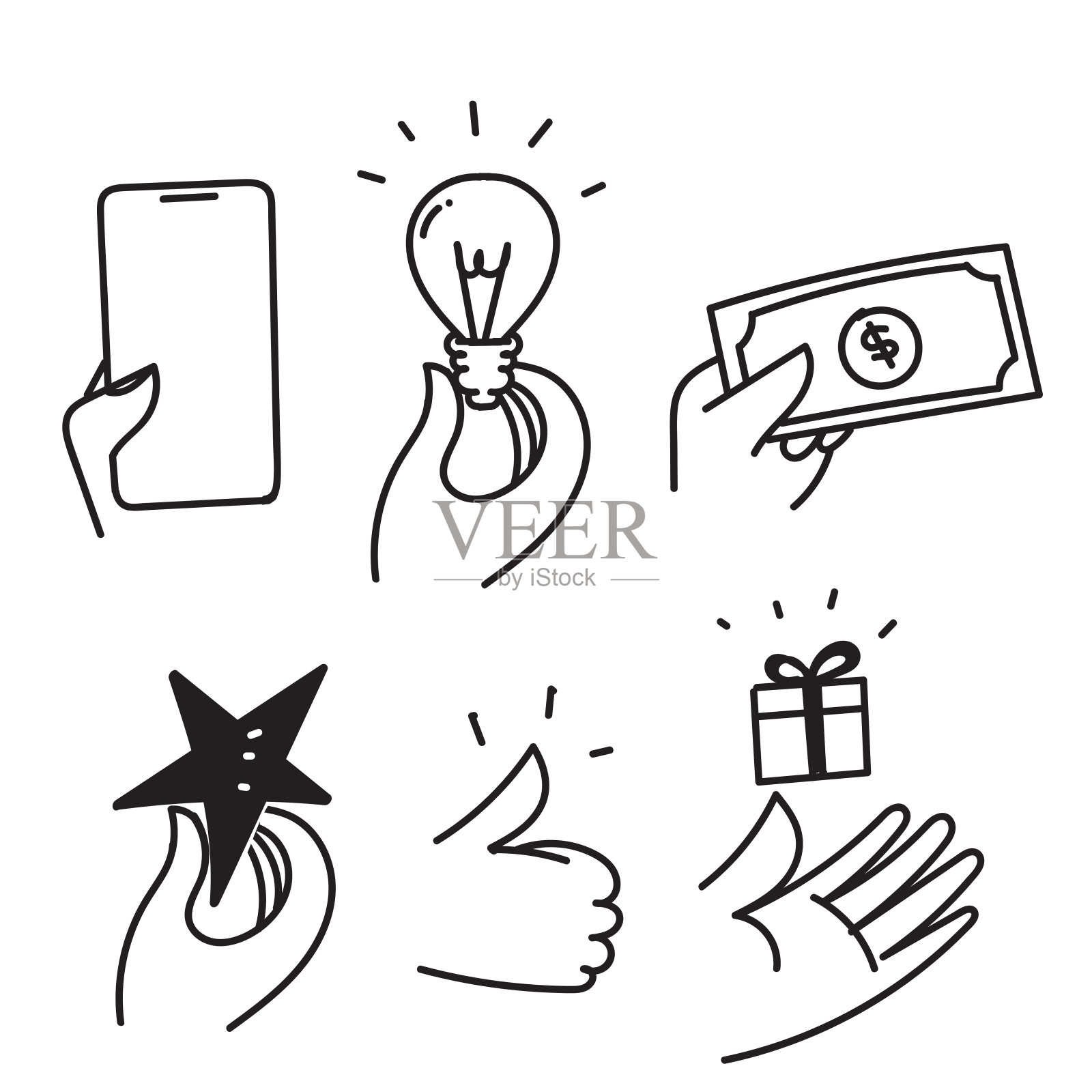 手绘涂鸦手手势插图集插画图片素材