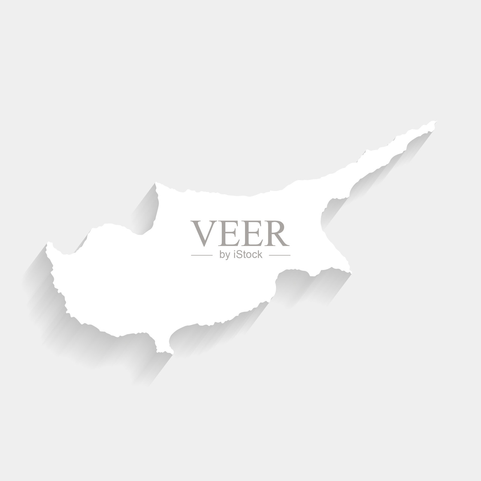 简单的白色塞浦路斯地图灰色背景，矢量插画图片素材
