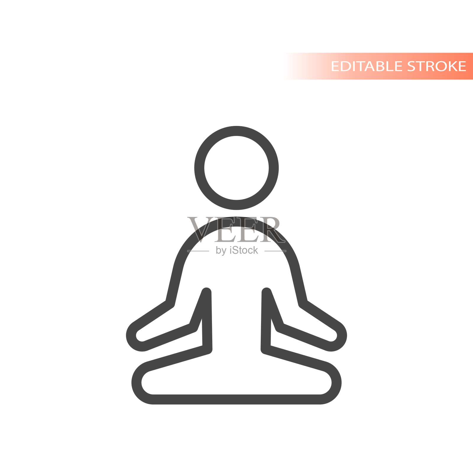 瑜伽冥想人直线矢量图标插画图片素材