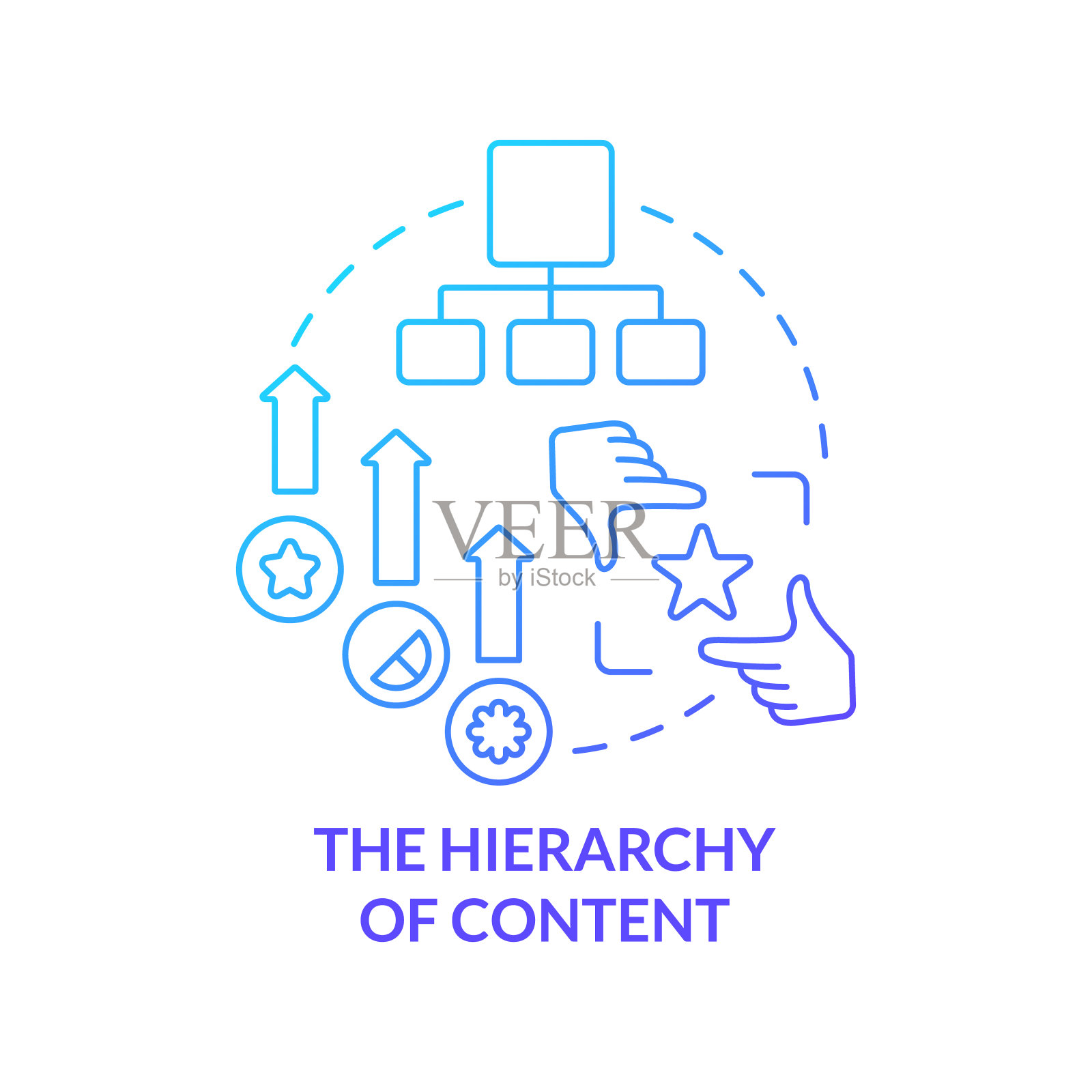 层次内容的蓝色渐变概念图标设计模板素材