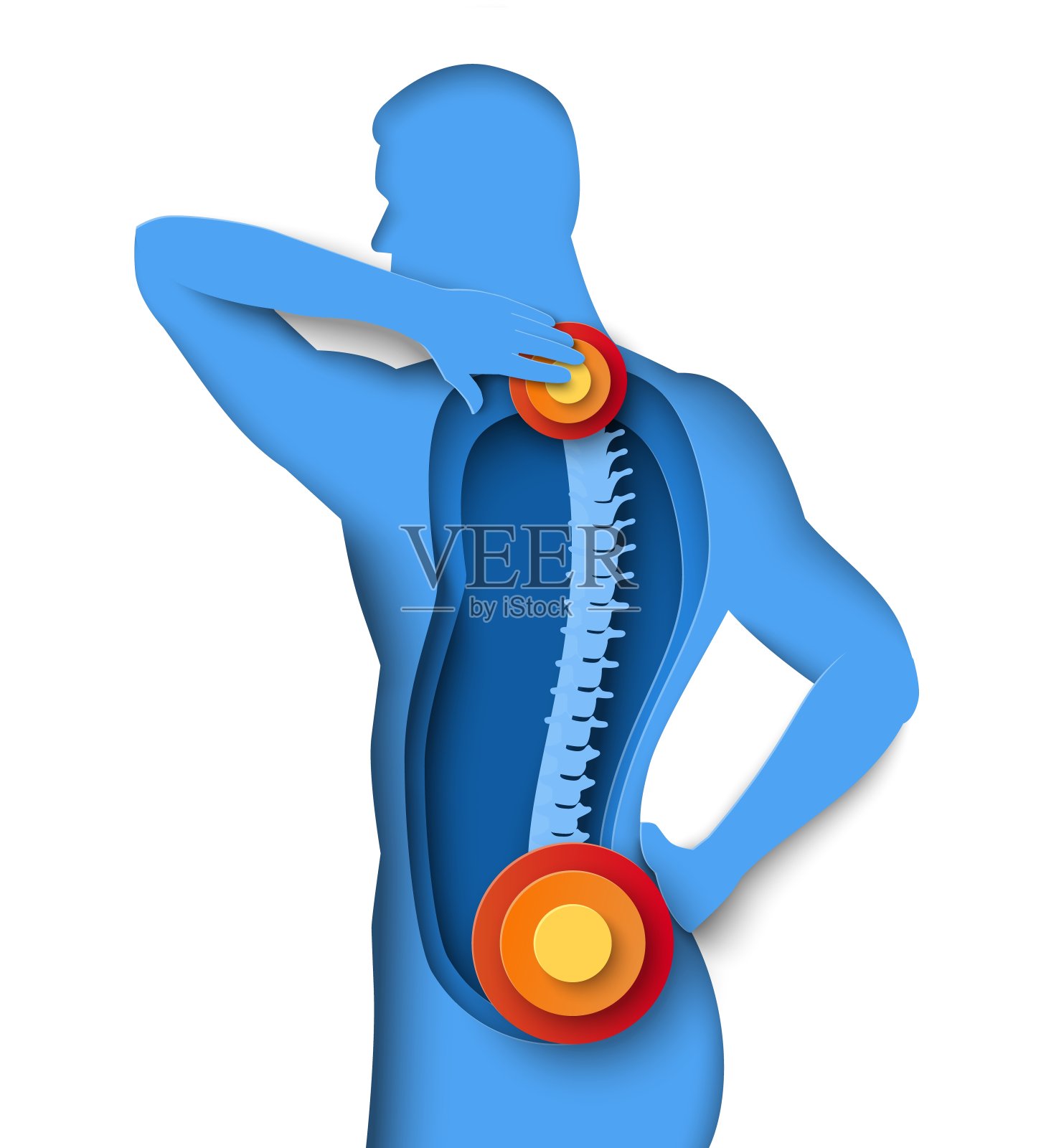 男子颈部和背部疼痛矢量插画图片素材
