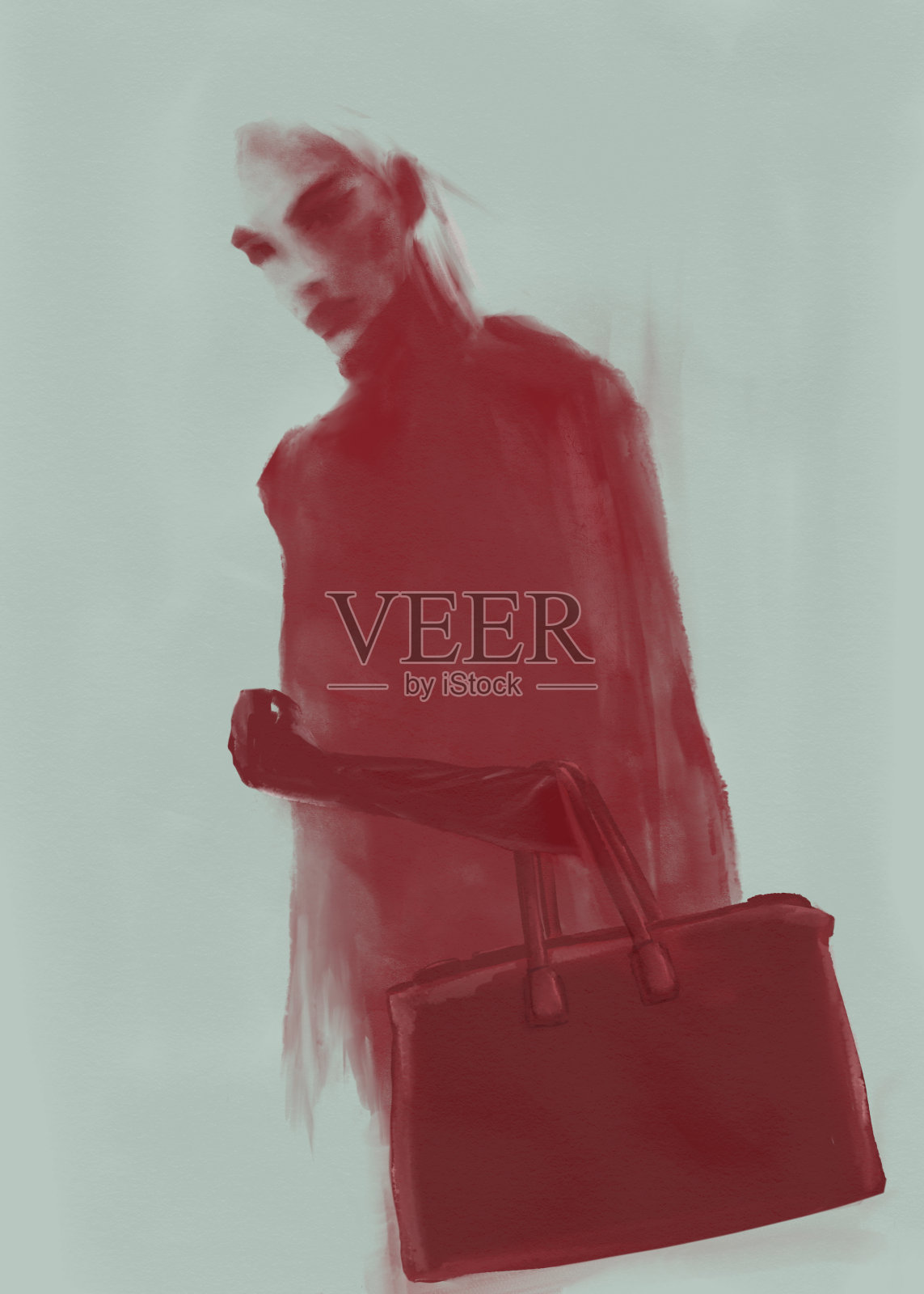 年轻女子模型。插画图片素材