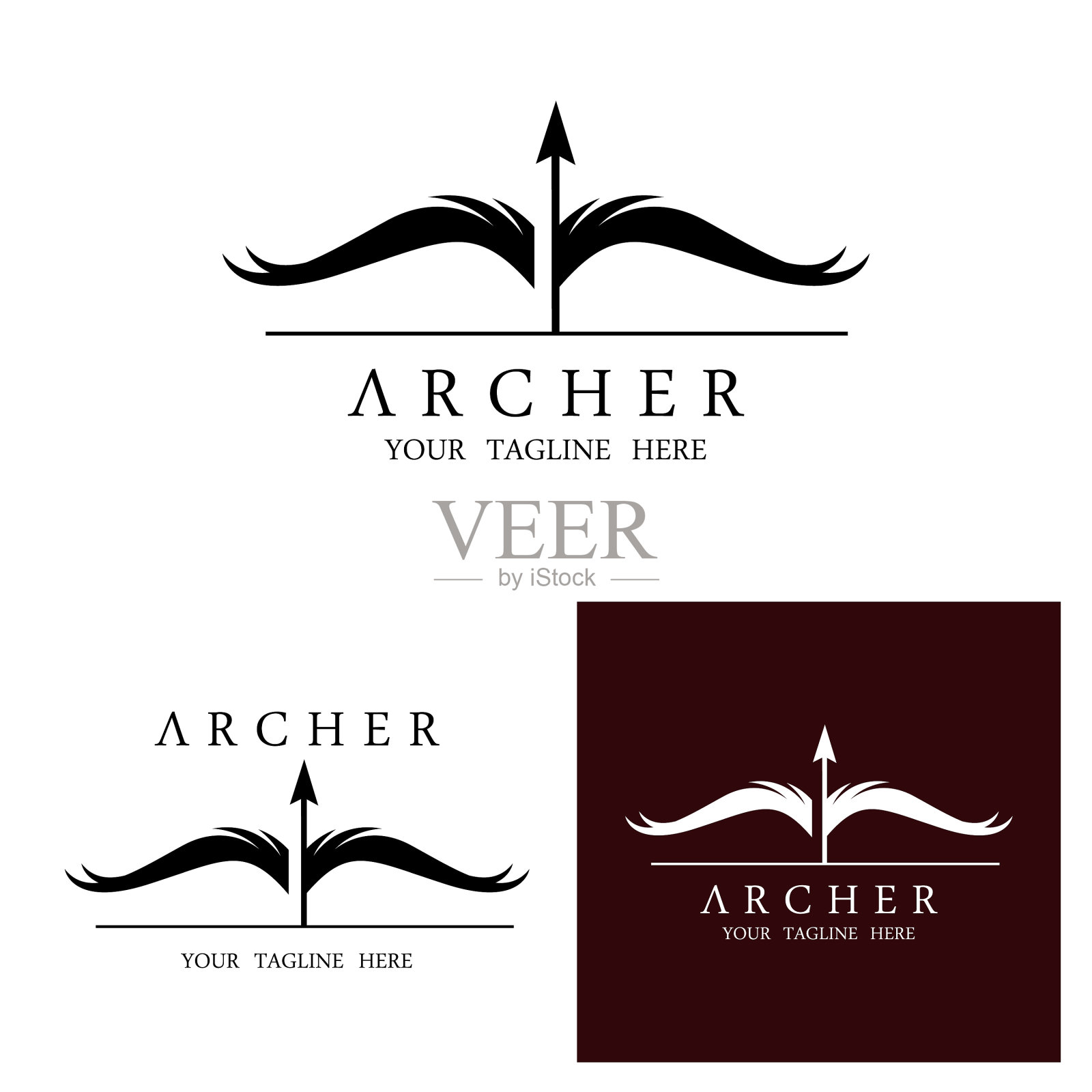 雅典娜密涅瓦剪影与皇家射手标志插画图片素材