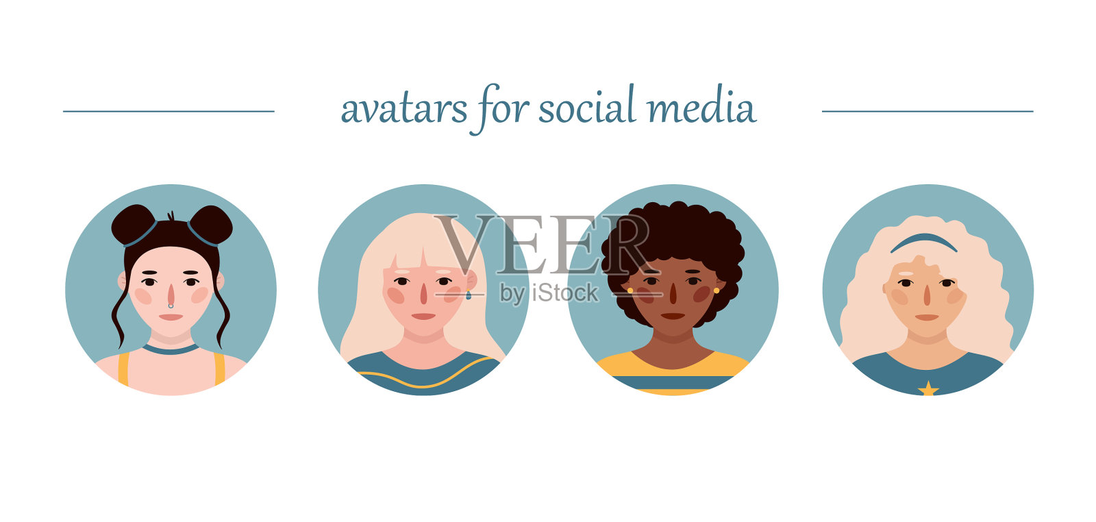 少女肖像套装图标素材