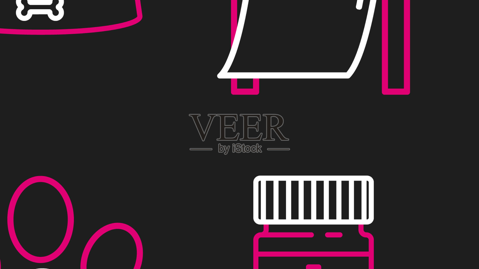 设置行狗药瓶和药丸爪印图标素材