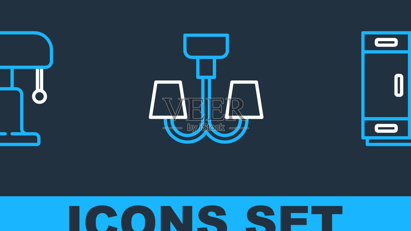 设置线条衣柜台灯和吊灯图标图标素材