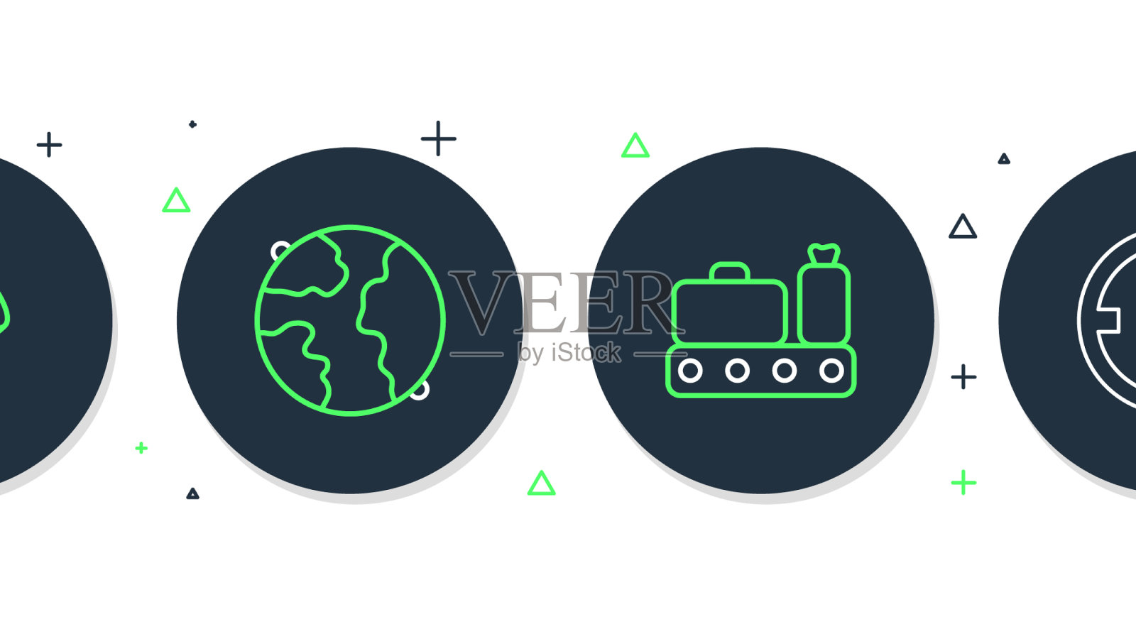 全球传送带配套箱包图标素材