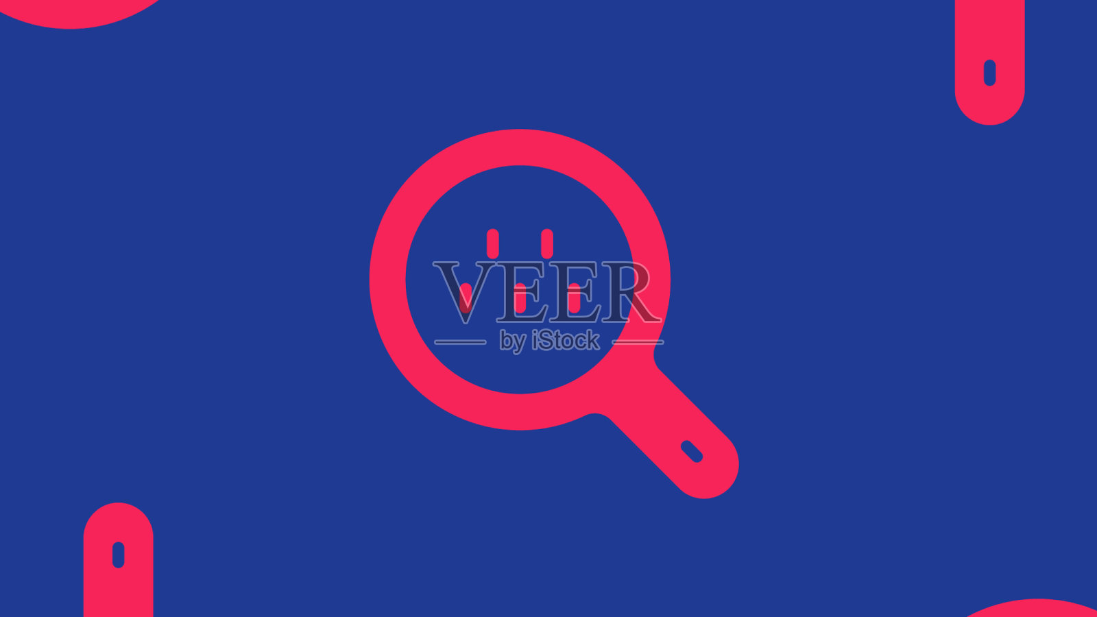 红色放大镜和出租车图标分离插画图片素材