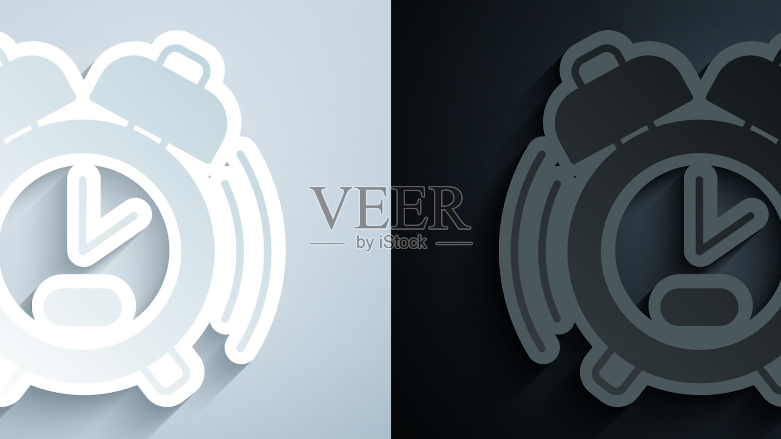 剪纸闹钟图标孤立在灰色和图标素材