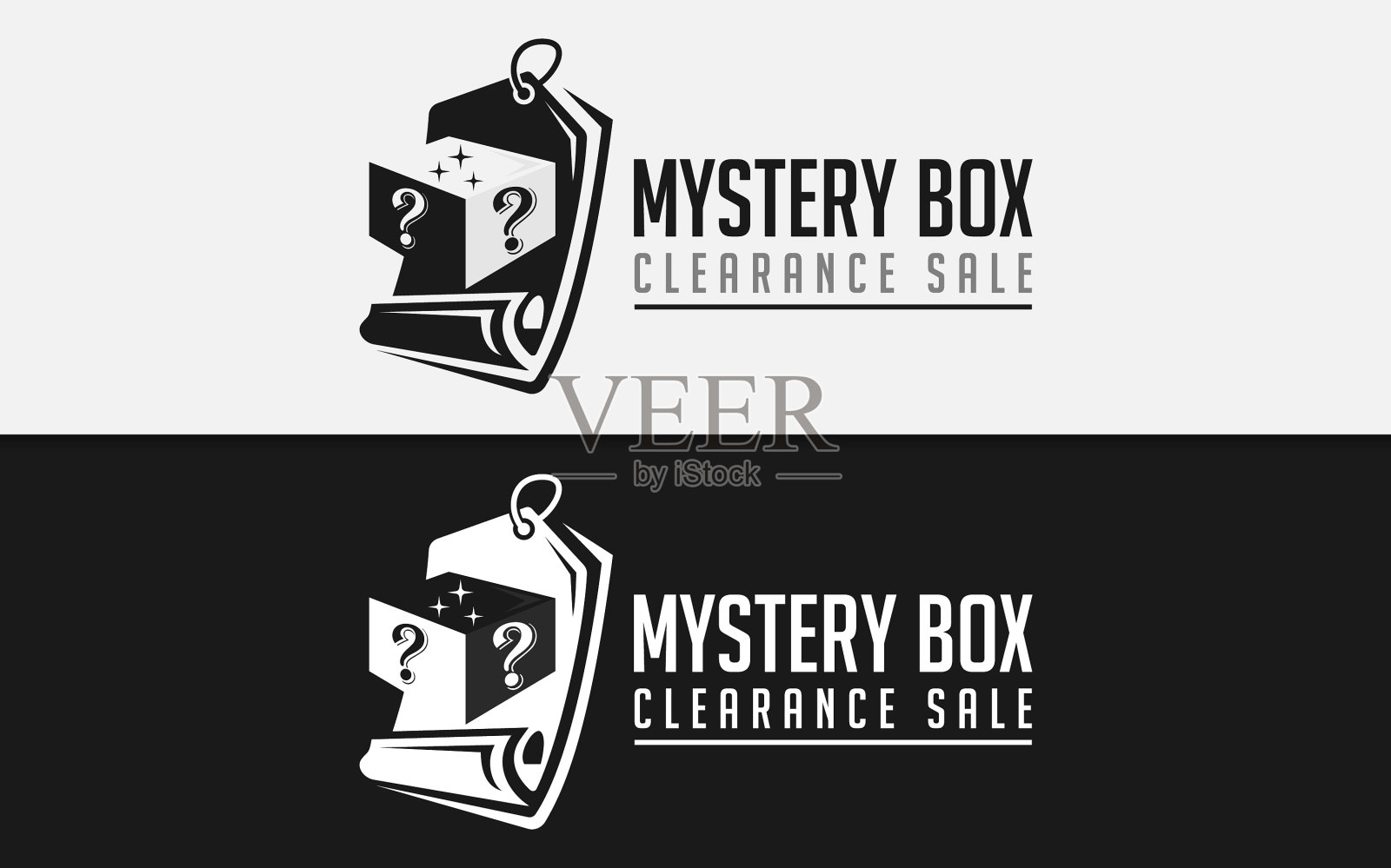 神秘盒子标志设计采用黑色神秘盒子插画图片素材