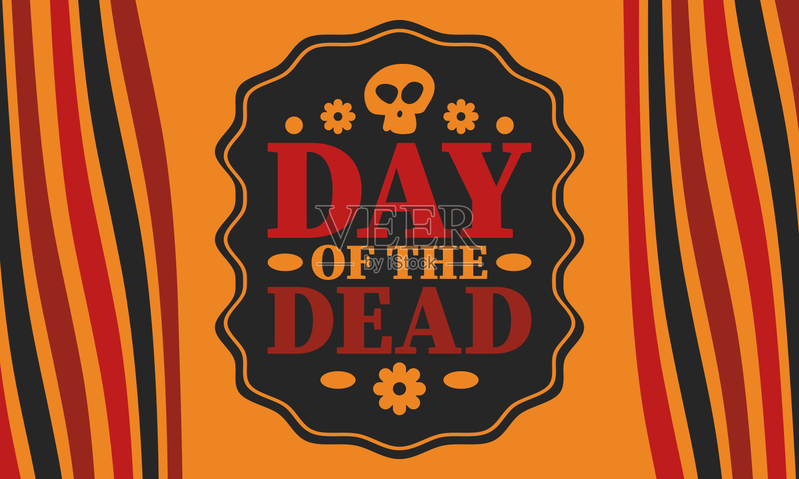 11月的亡灵节。纪念死者的节日。在墨西哥和其他拉丁美洲国家庆祝年度。墨西哥和西班牙的传统图案和纹理与头骨。向量的海报插画图片素材