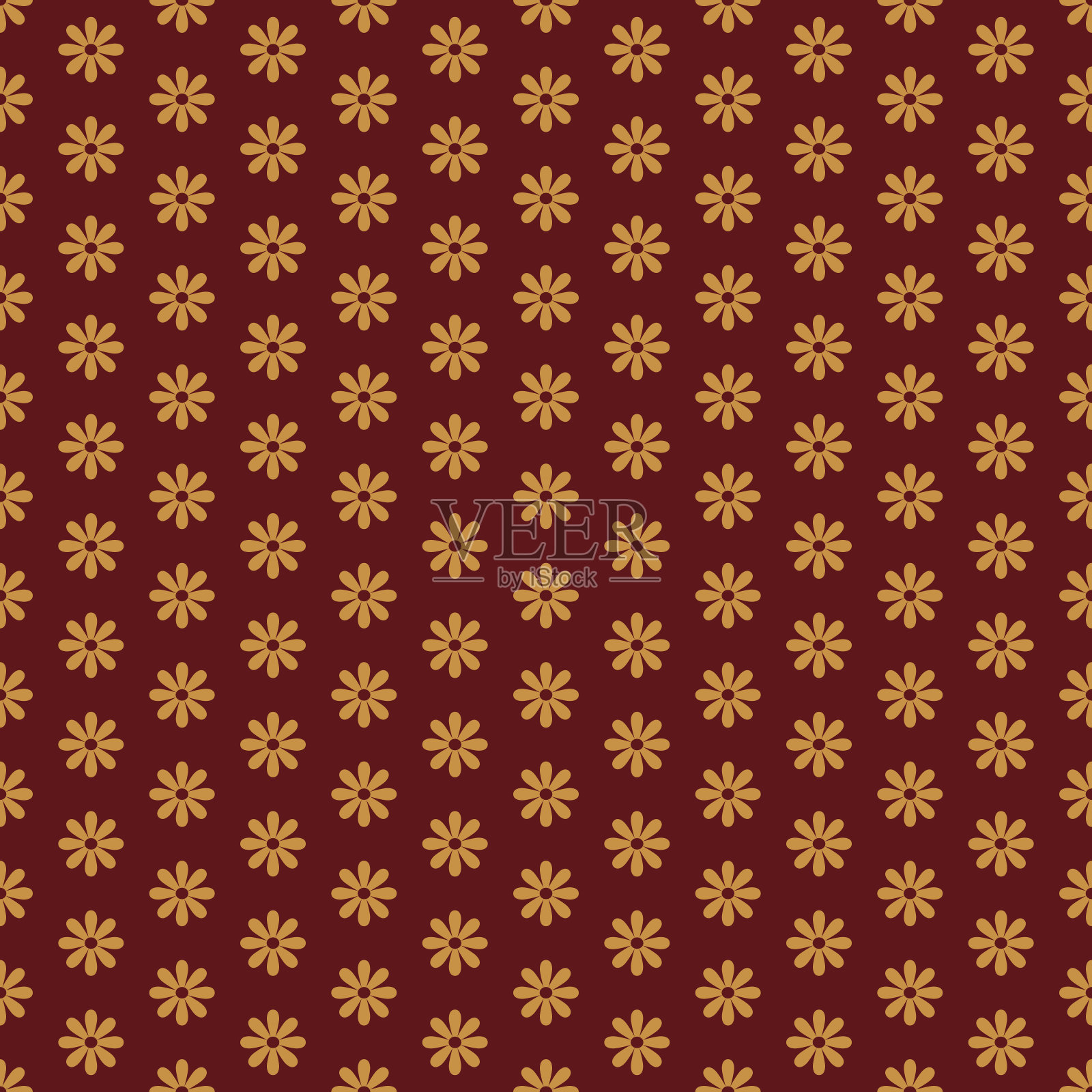 70年代无缝模式。70年代风格的复古花卉几何无缝背景。Groovy剪贴簿。橙色，棕色矢量图案插画图片素材