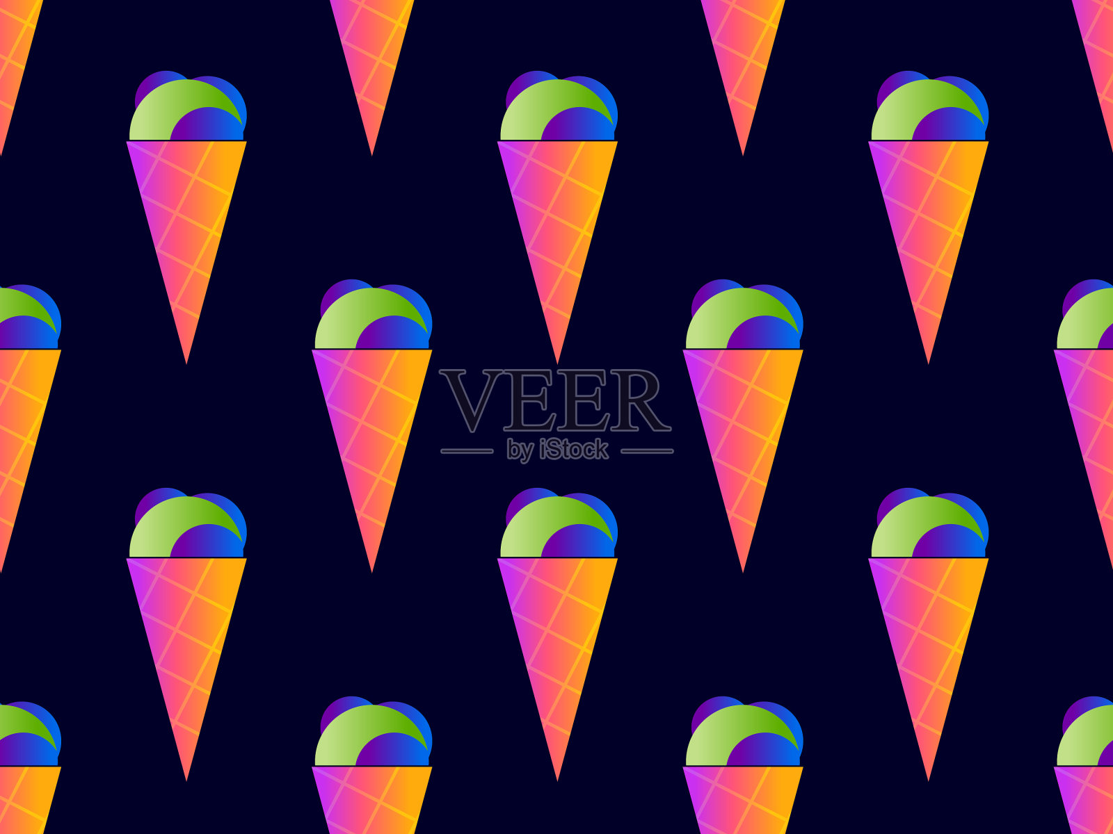 冰淇淋甜筒无缝图案冰淇淋在一个插画图片素材