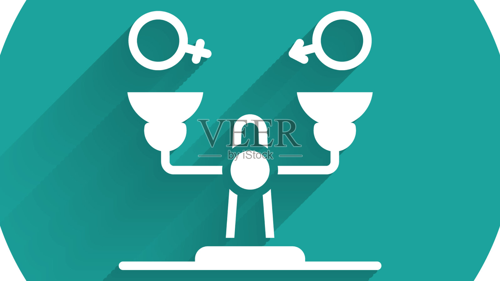 白人性别平等图标孤立与长插画图片素材