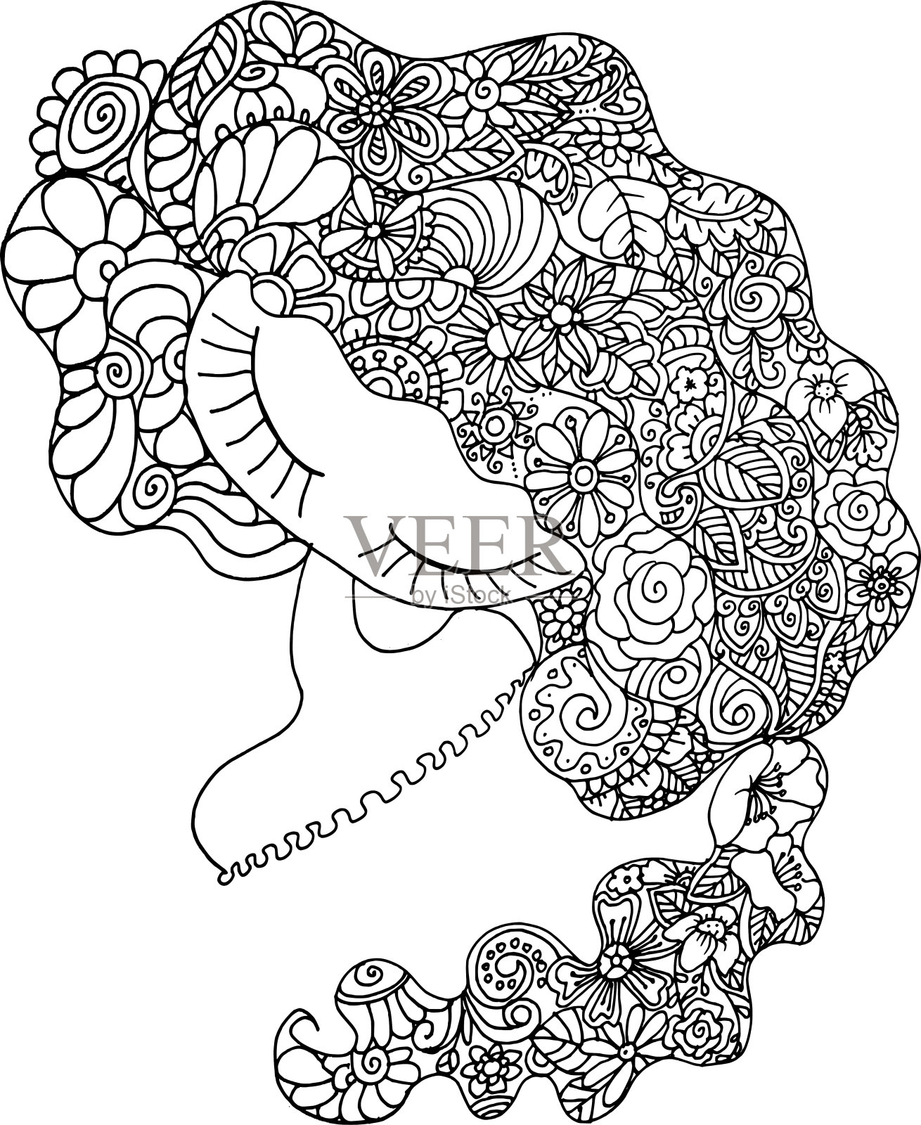 黑白美发图案设计矢量绘图插画图片素材