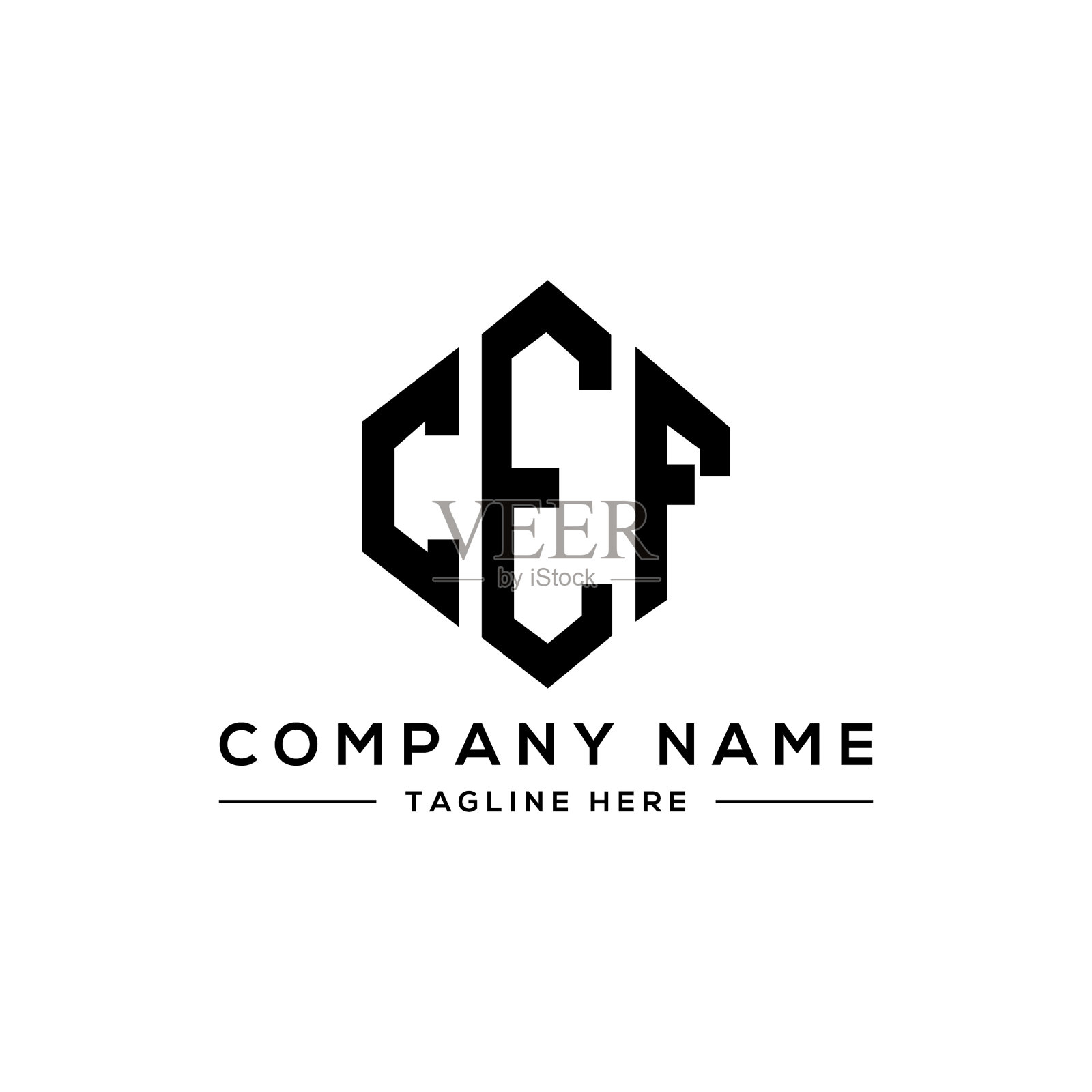 Cef字母标志设计与多边形形状Cef插画图片素材