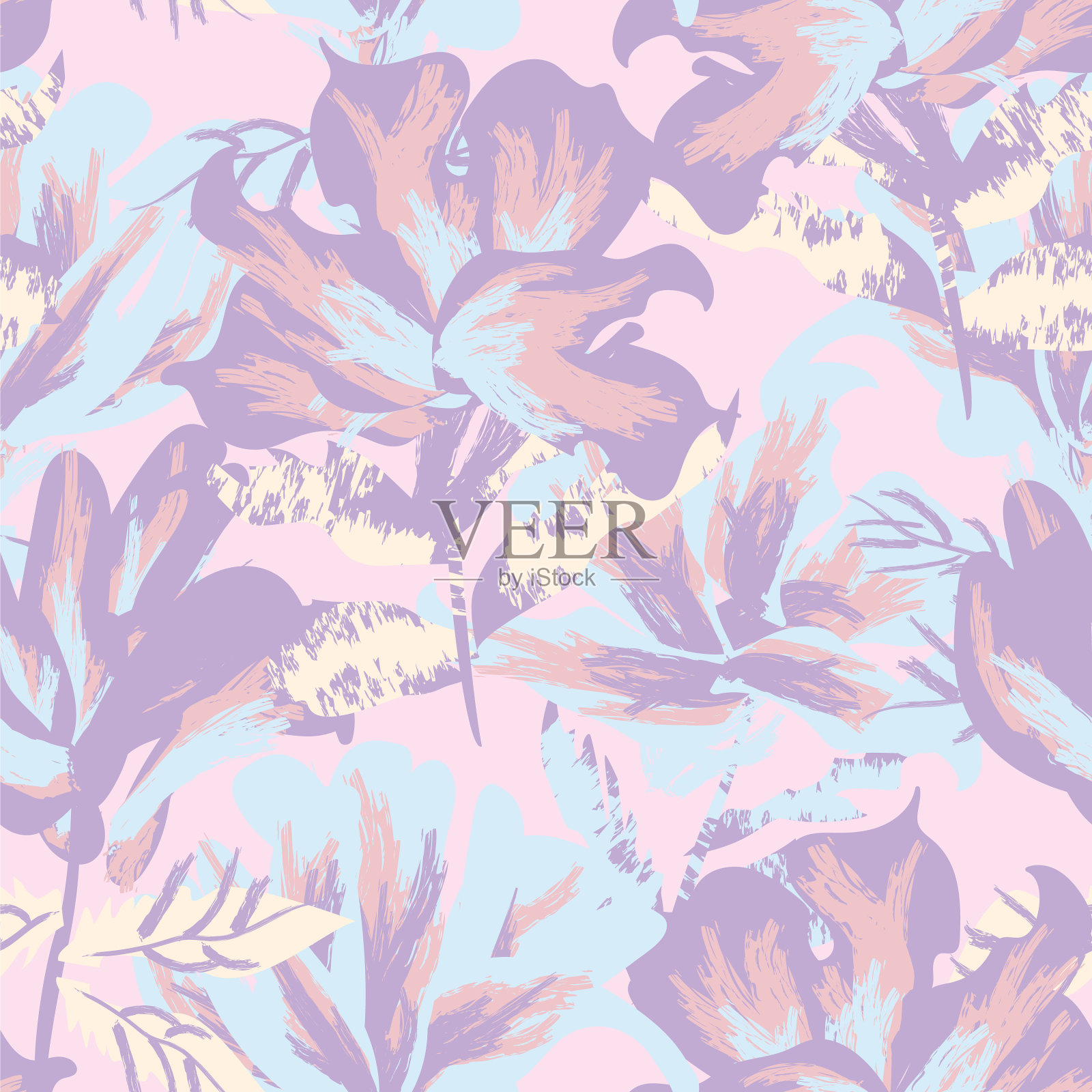 花卉笔触无缝图案设计插画图片素材