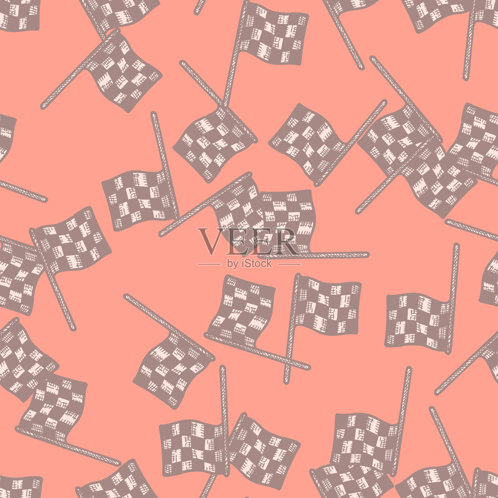 赛事旗帜镌刻无缝图案复古运动插画图片素材