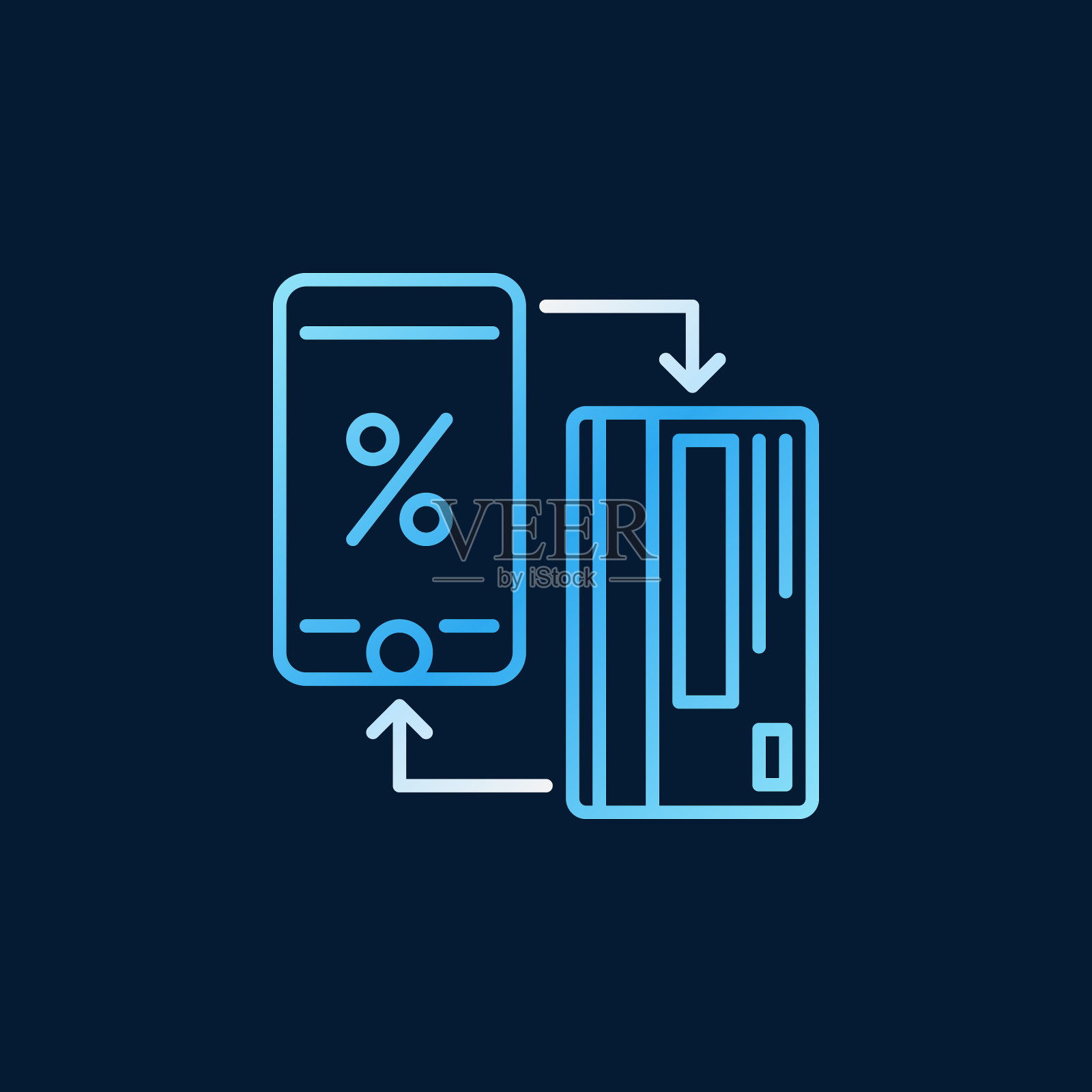 信用卡与智能手机线性彩色矢量图标插画图片素材