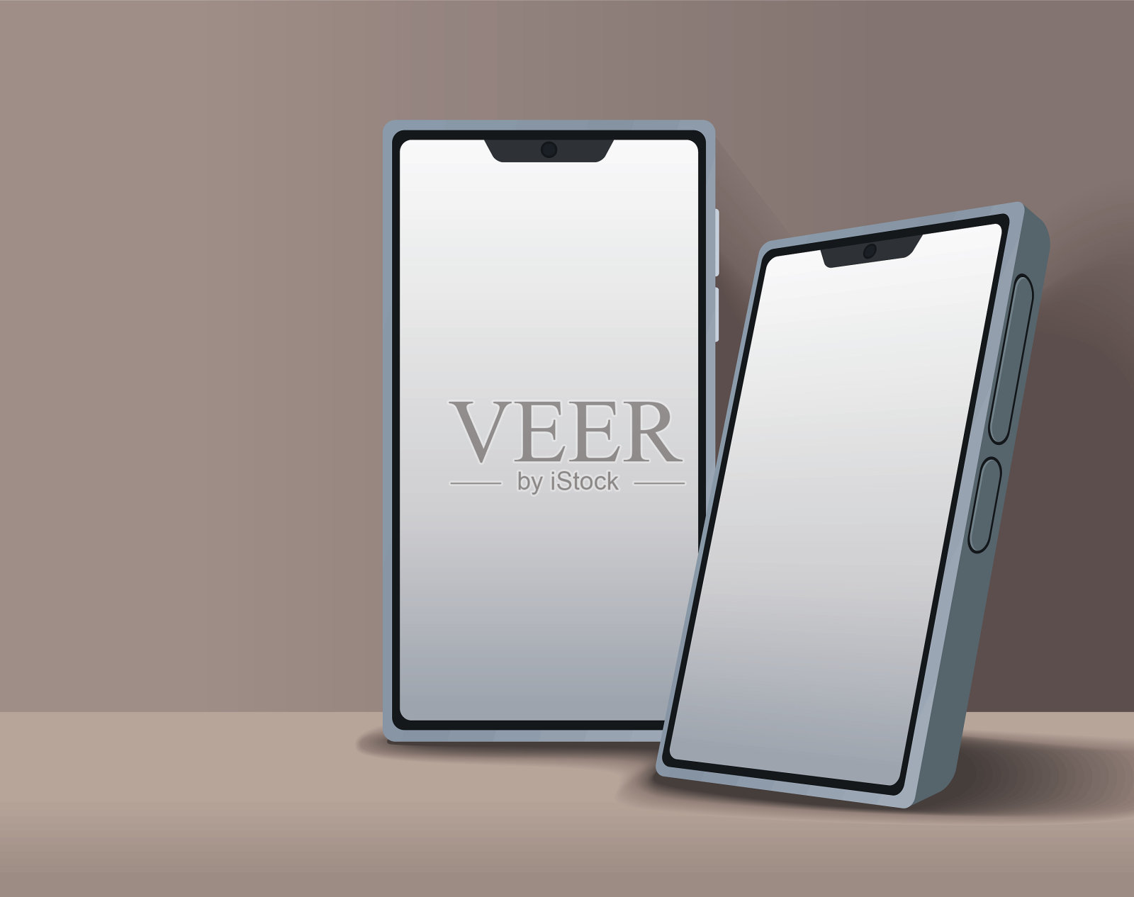 两个智能手机技术模型插画图片素材