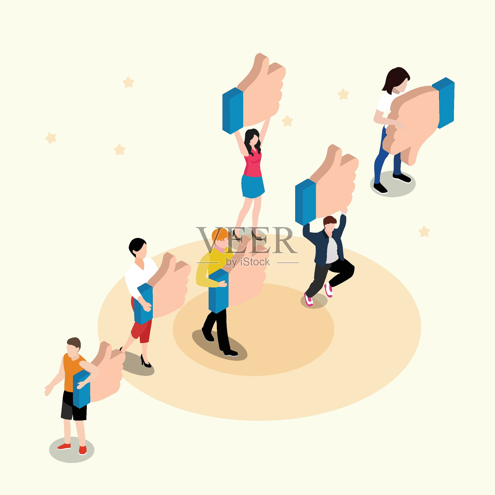 快乐的客户给予积极的反馈插画图片素材